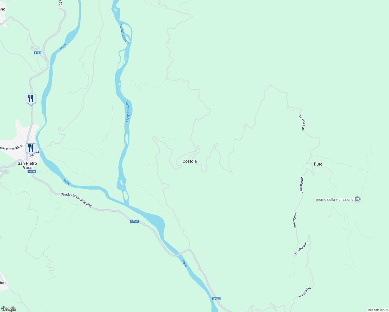 map of restaurants, bars, coffee shops, grocery stores, and more near 85A Località Costola in Costola