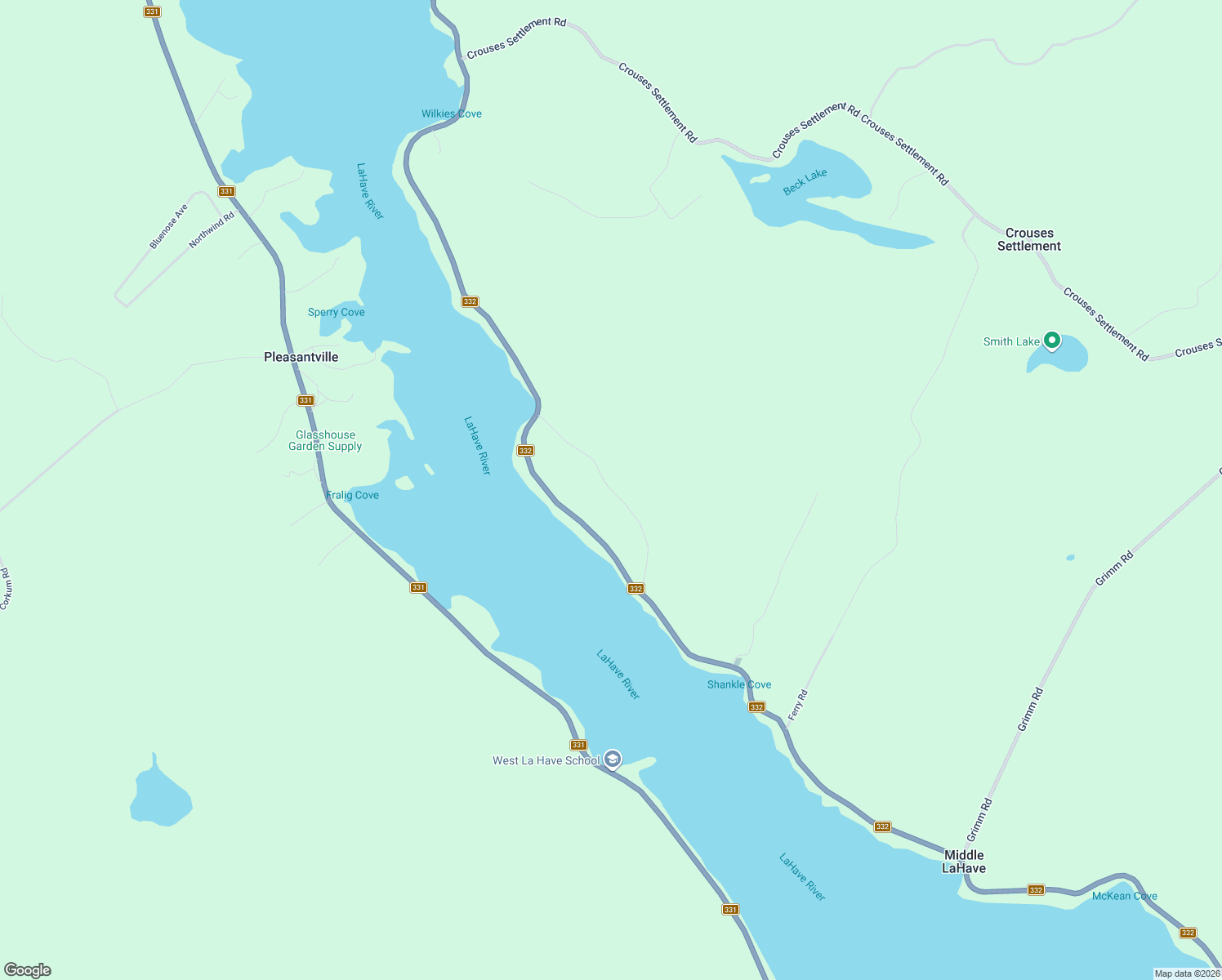 map of restaurants, bars, coffee shops, grocery stores, and more near Wilkie Cove Road in Lunenburg