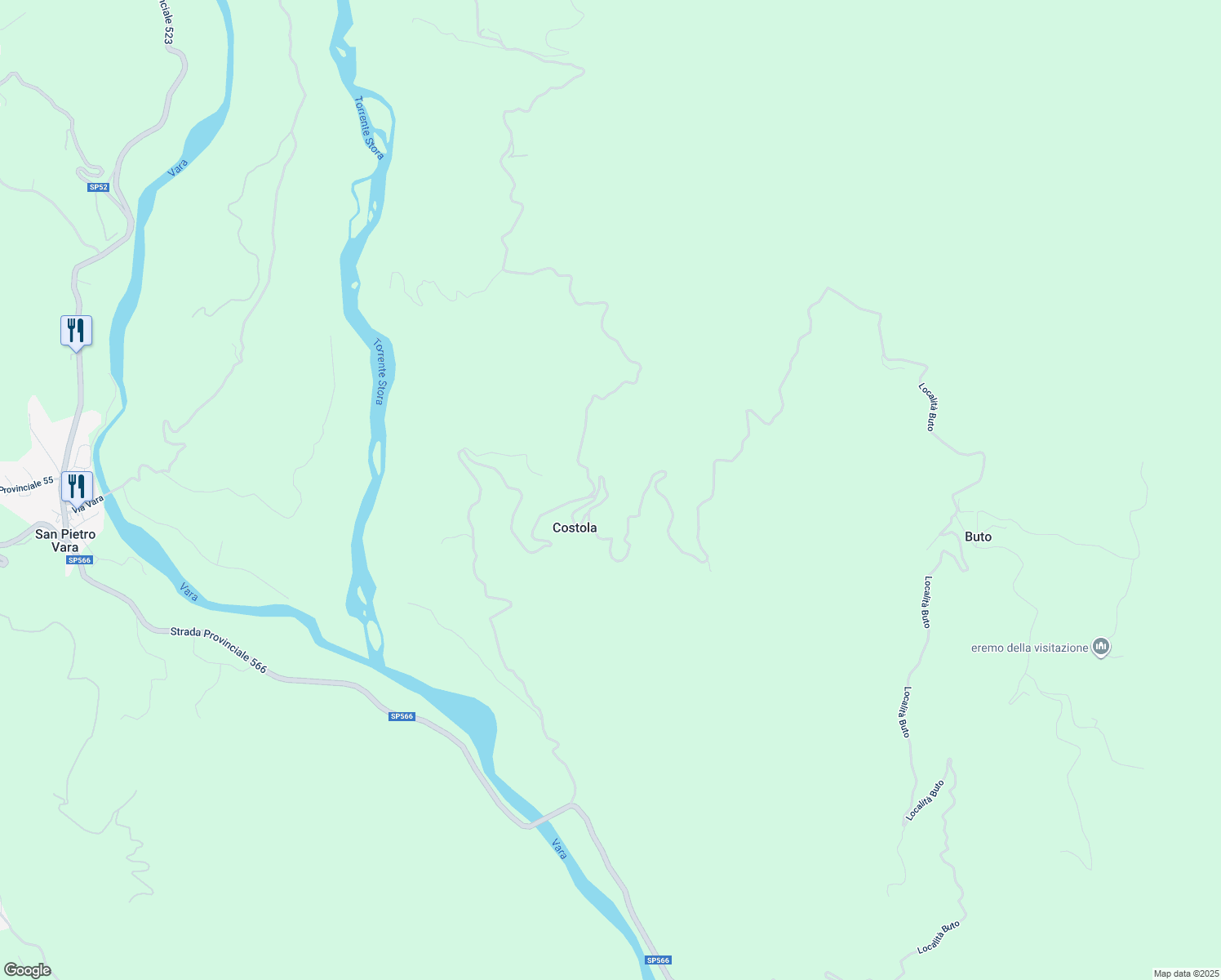 map of restaurants, bars, coffee shops, grocery stores, and more near 85A Località Costola in Costola