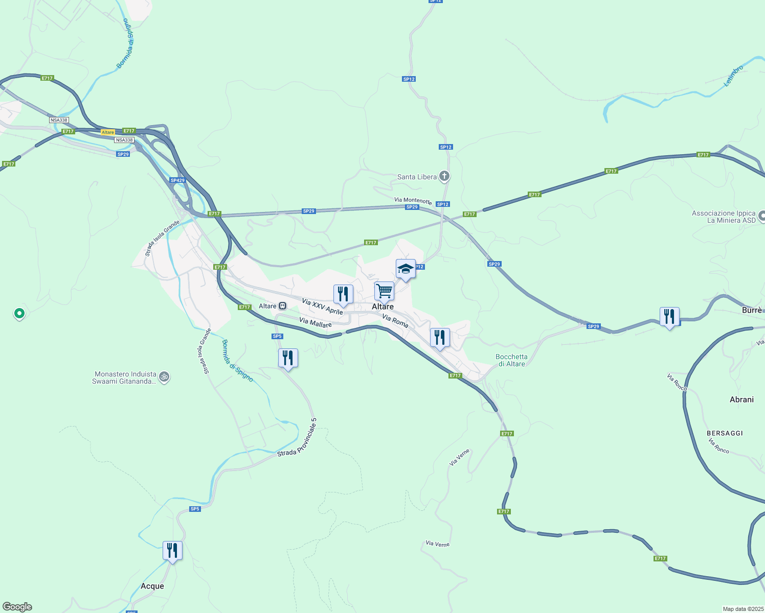 map of restaurants, bars, coffee shops, grocery stores, and more near 2 Via E. Bordoni in Altare