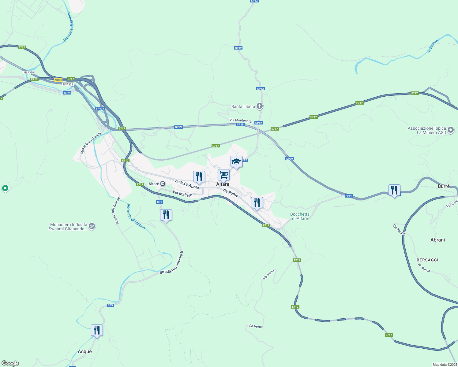 map of restaurants, bars, coffee shops, grocery stores, and more near 2 Via Armando Bordoni in Altare