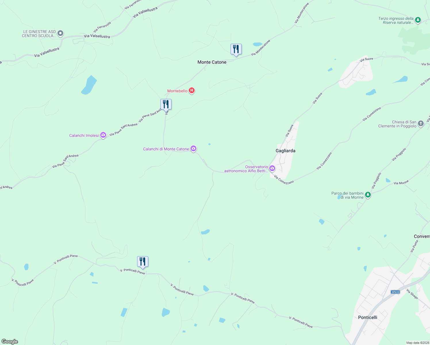 map of restaurants, bars, coffee shops, grocery stores, and more near 27 Via Suore in Città Metropolitana di Bologna