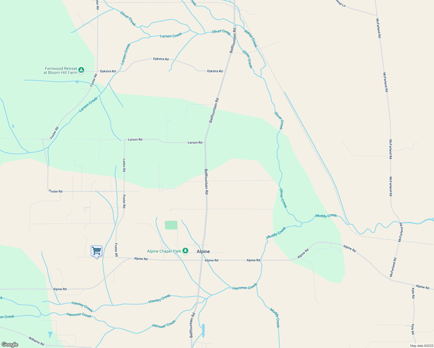map of restaurants, bars, coffee shops, grocery stores, and more near 25813 Bellfountain Rd in Monroe