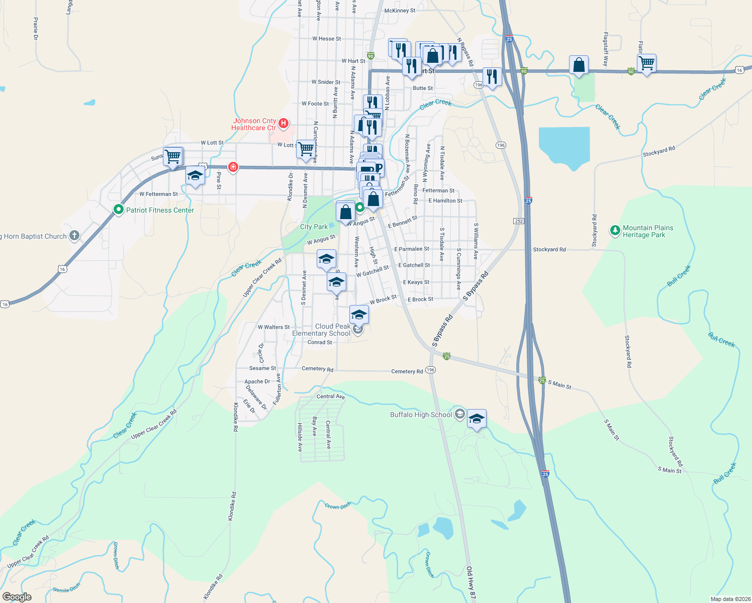 map of restaurants, bars, coffee shops, grocery stores, and more near 135 West Brock Street in Buffalo