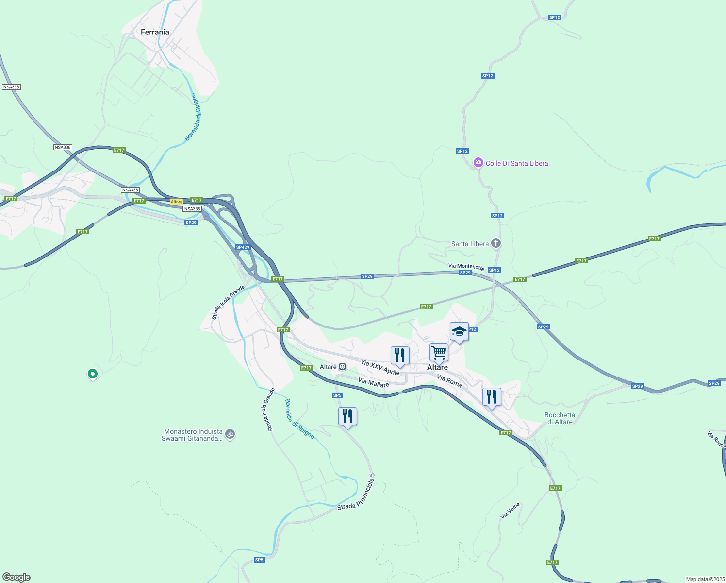 map of restaurants, bars, coffee shops, grocery stores, and more near in Province of Savona