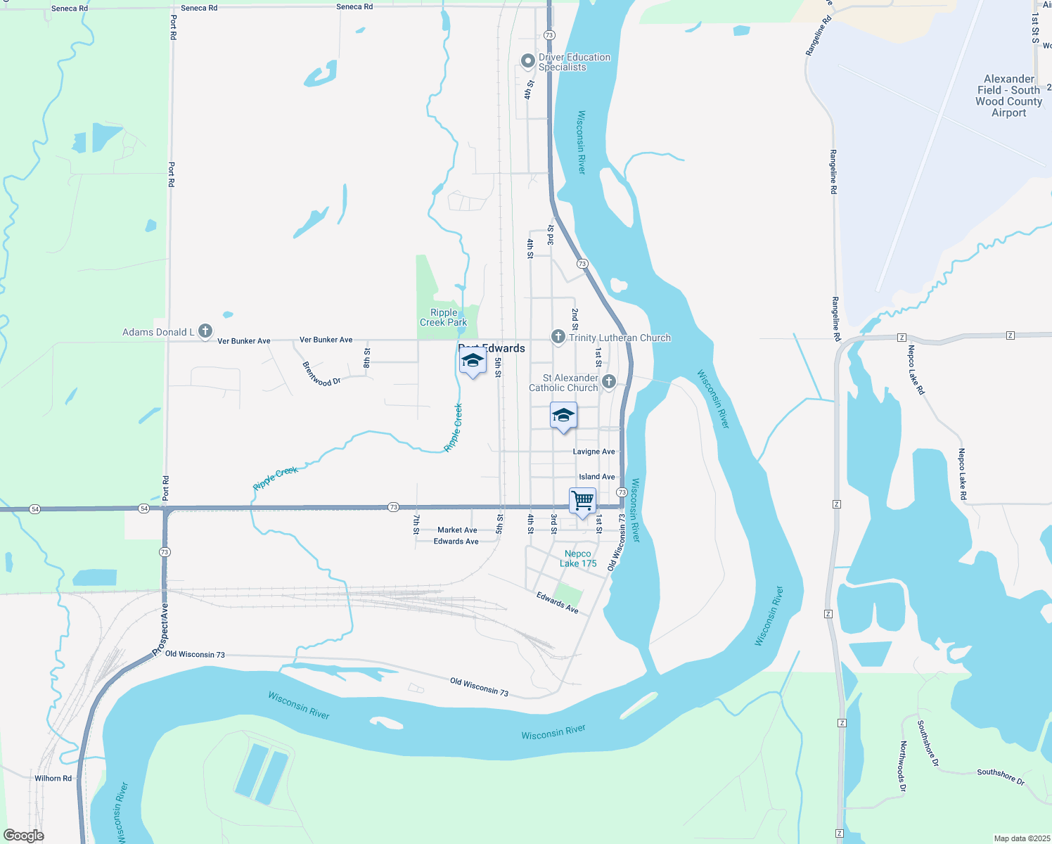 map of restaurants, bars, coffee shops, grocery stores, and more near 811 4th Street in Port Edwards