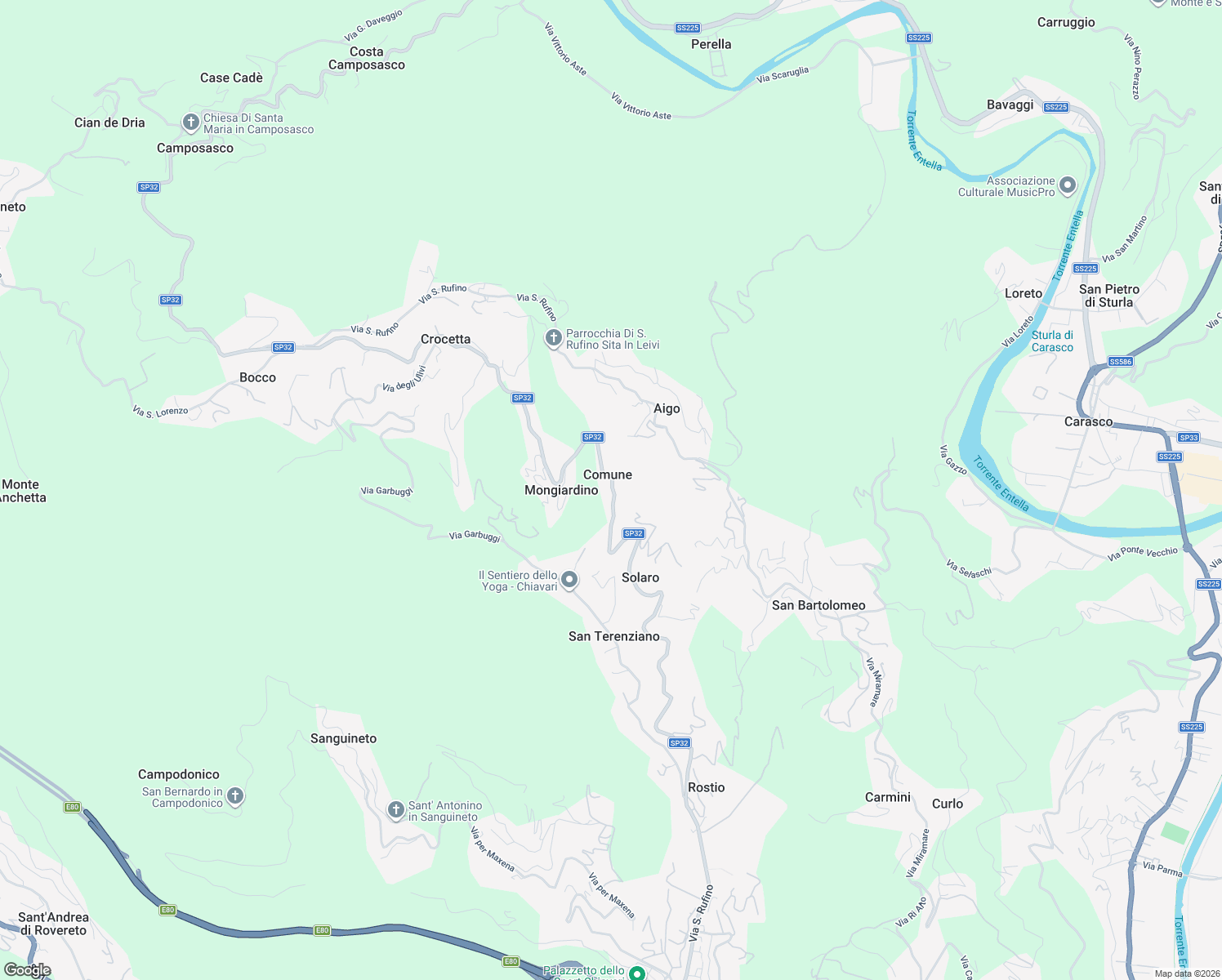 map of restaurants, bars, coffee shops, grocery stores, and more near 7 SP32 in Comune