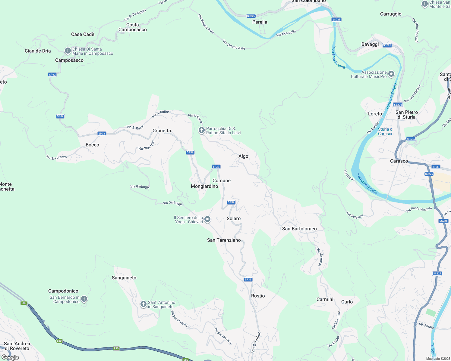 map of restaurants, bars, coffee shops, grocery stores, and more near 7 Strada Provinciale 32 in Comune