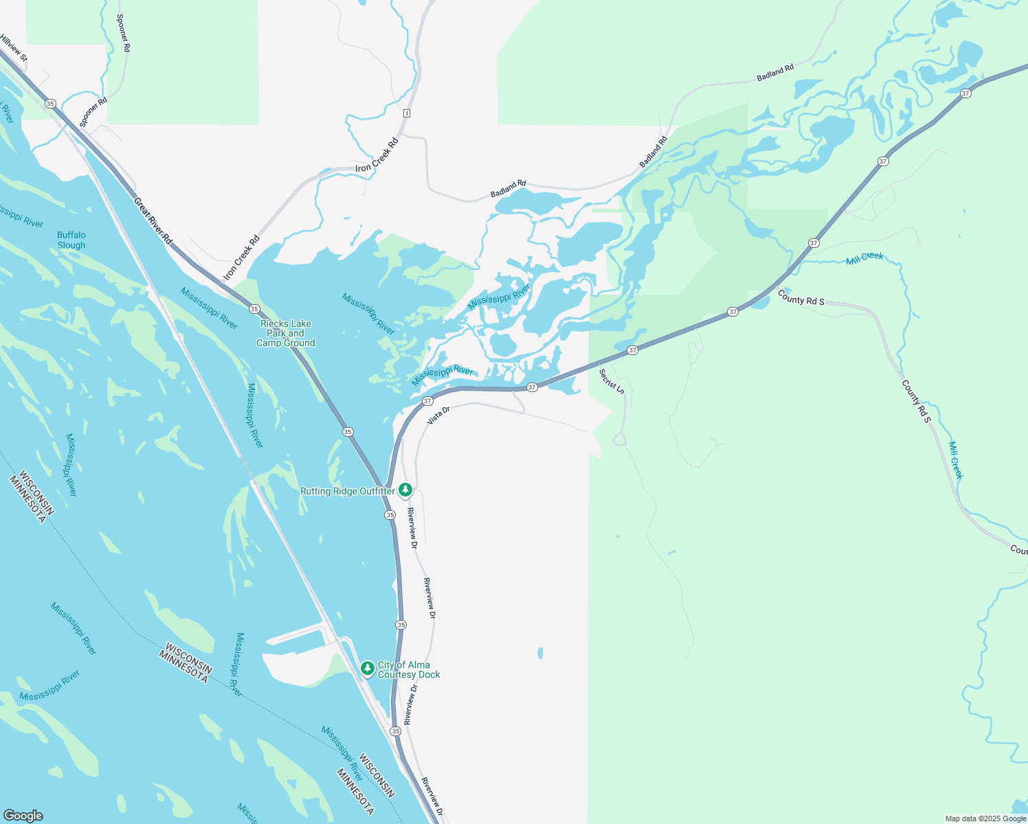 map of restaurants, bars, coffee shops, grocery stores, and more near 2 Mueller Road in Alma