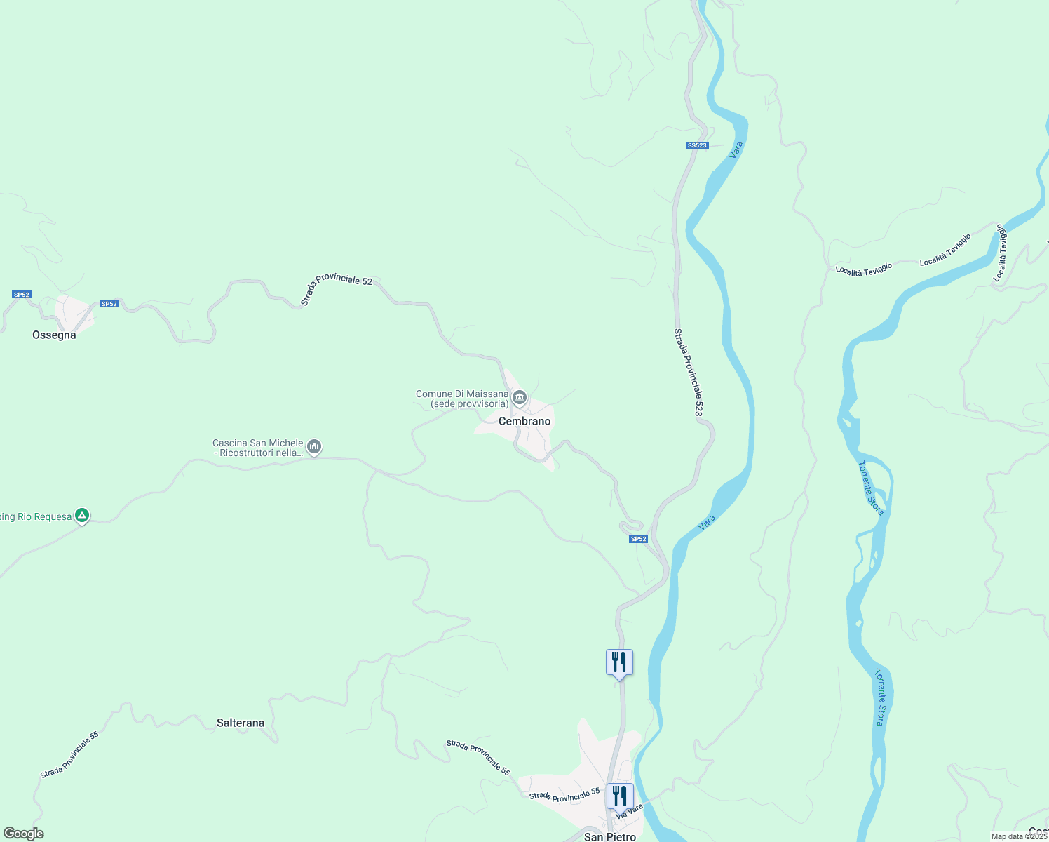 map of restaurants, bars, coffee shops, grocery stores, and more near in Cembrano