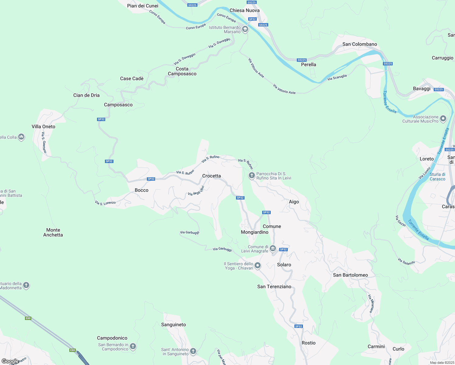 map of restaurants, bars, coffee shops, grocery stores, and more near Strada Provinciale 32 in Città Metropolitana di Genova