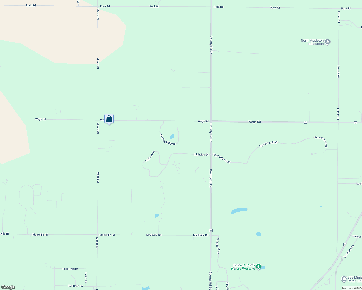 map of restaurants, bars, coffee shops, grocery stores, and more near N3228 Feather Ridge Dr in Appleton