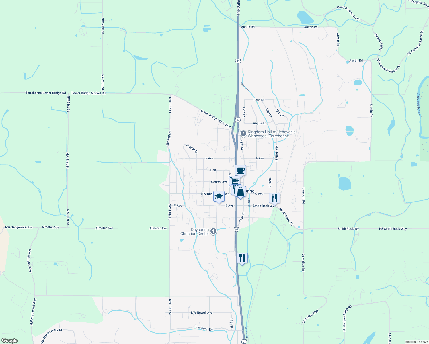 map of restaurants, bars, coffee shops, grocery stores, and more near 8657 NW 7th St in Terrebonne