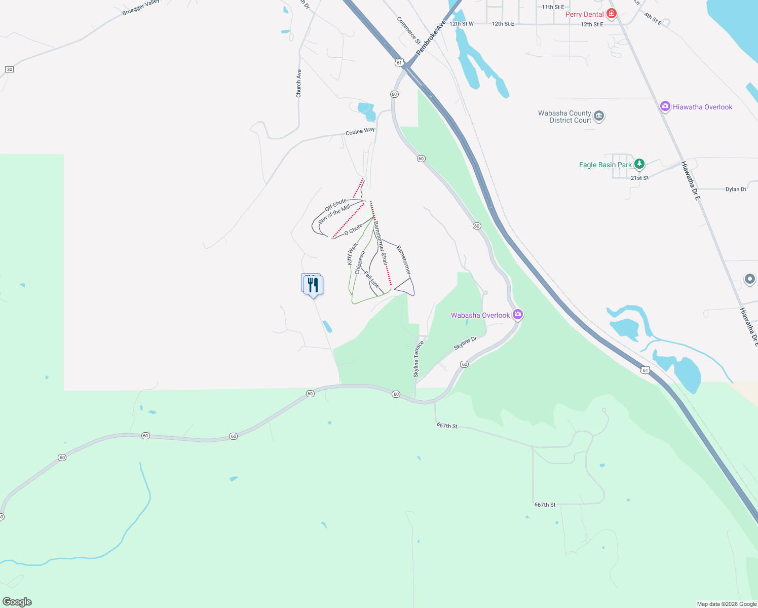 map of restaurants, bars, coffee shops, grocery stores, and more near 1035 Fairway Dr in Wabasha