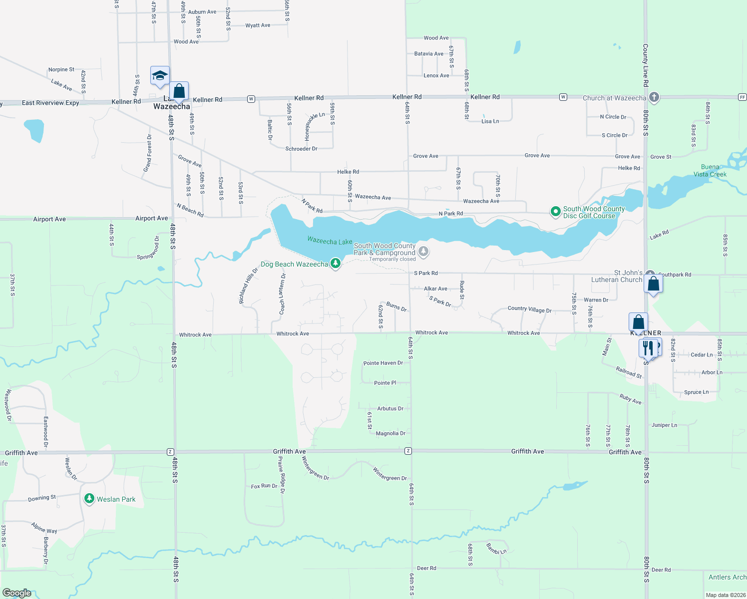 map of restaurants, bars, coffee shops, grocery stores, and more near 3721 Estates Drive in Wisconsin Rapids