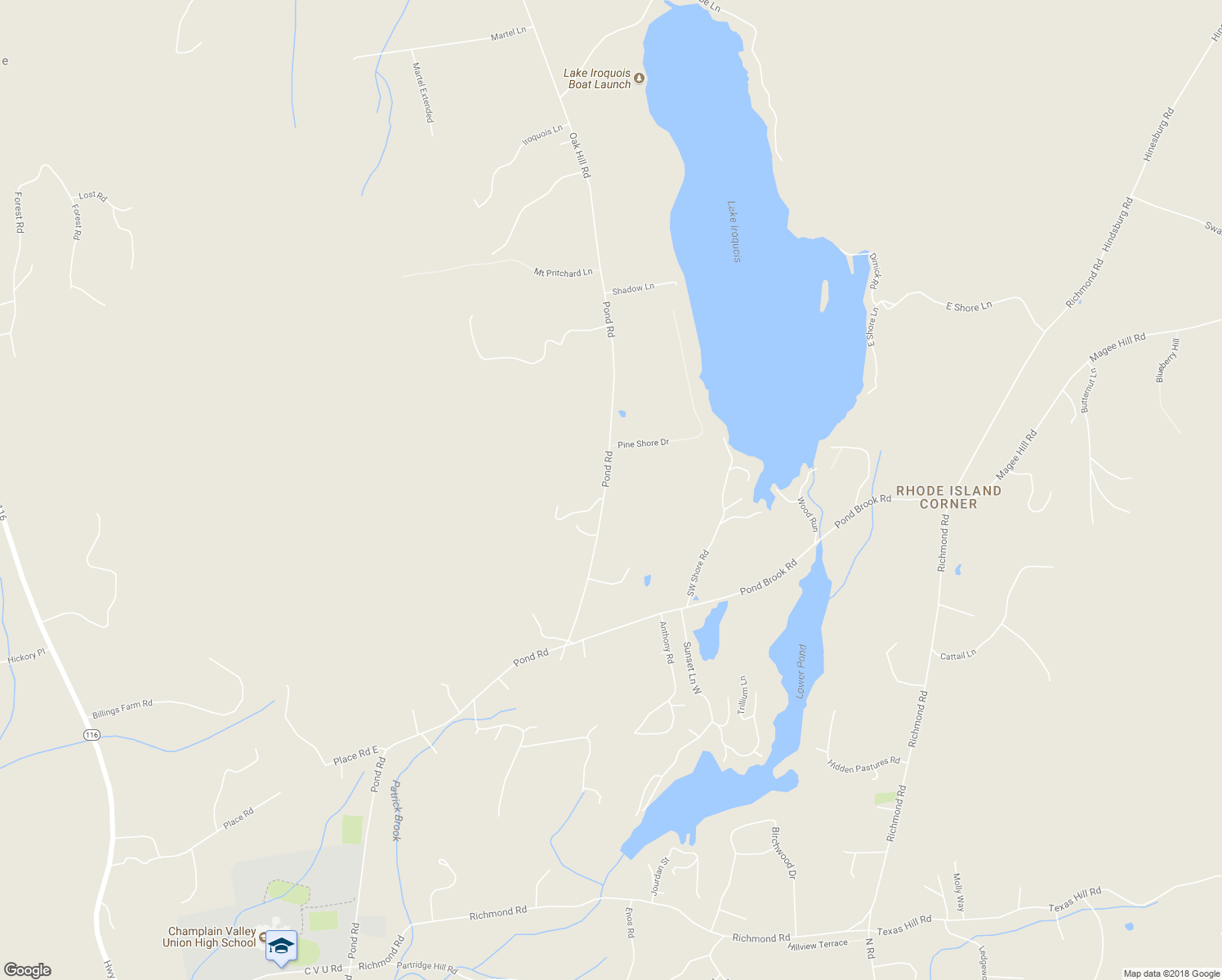 map of restaurants, bars, coffee shops, grocery stores, and more near 1544 Pond Road in Hinesburg