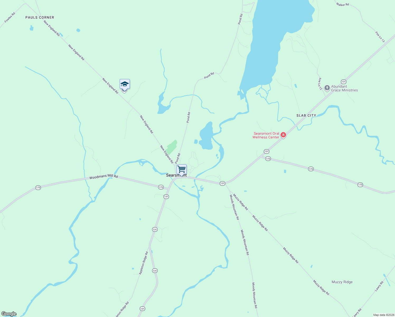 map of restaurants, bars, coffee shops, grocery stores, and more near 116 Muzzy Ridge Road in Searsmont