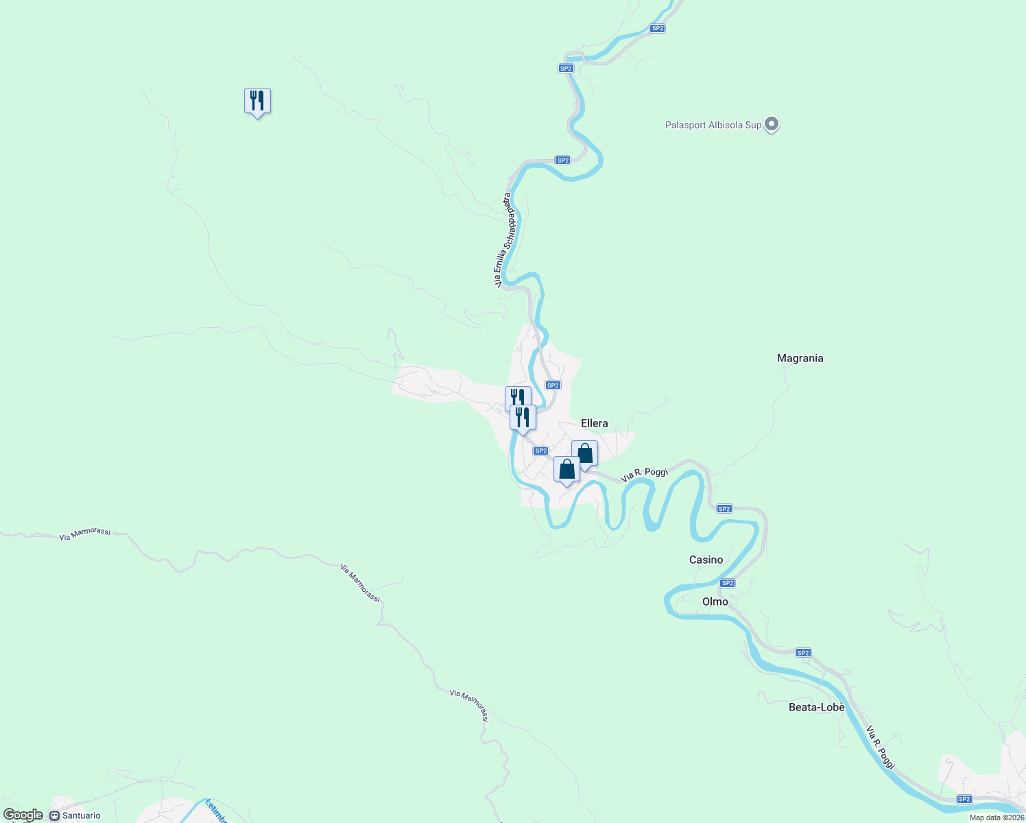 map of restaurants, bars, coffee shops, grocery stores, and more near 12 Via dell'Orto in Ellera