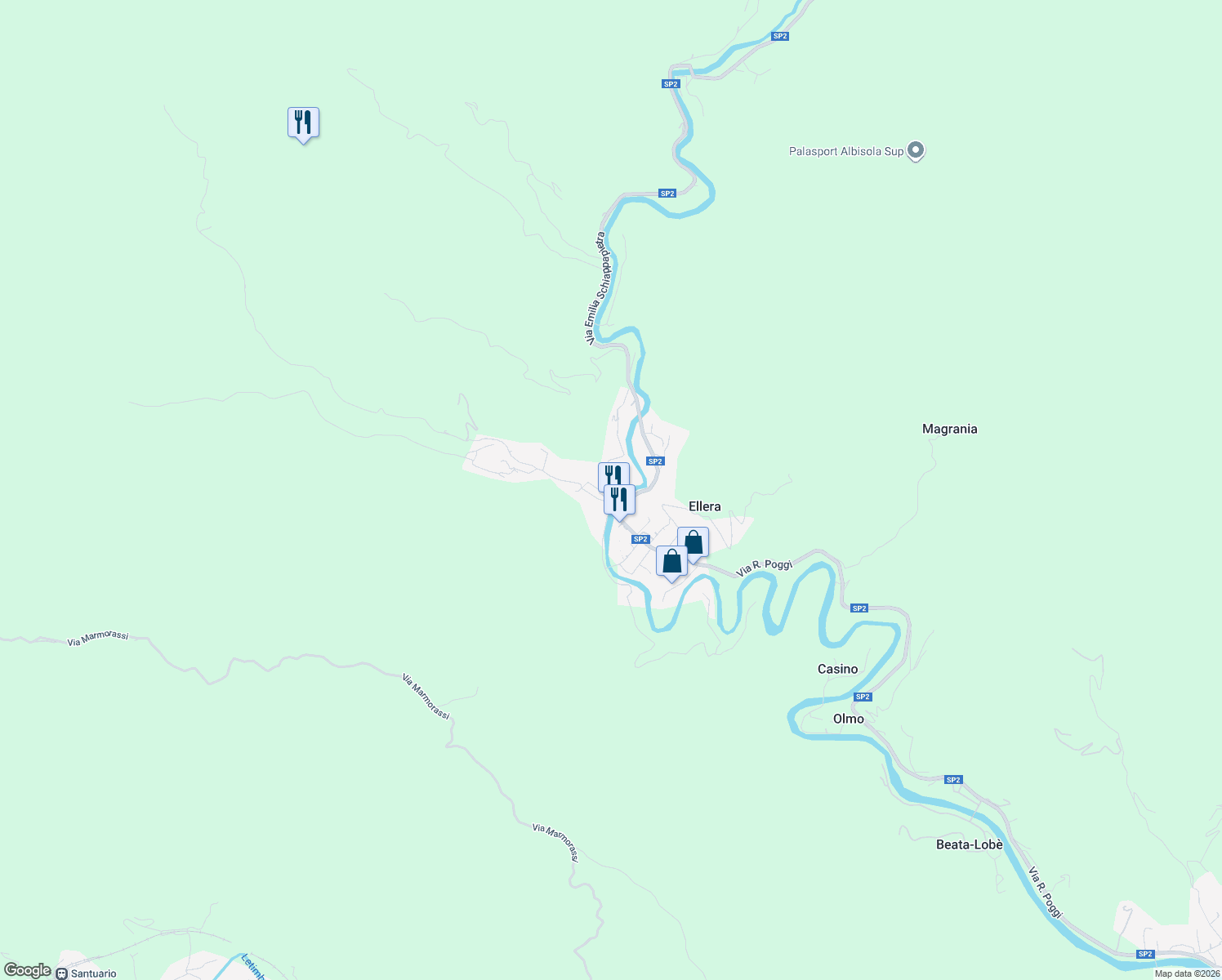 map of restaurants, bars, coffee shops, grocery stores, and more near 32-33 Via Chiusa in Ellera