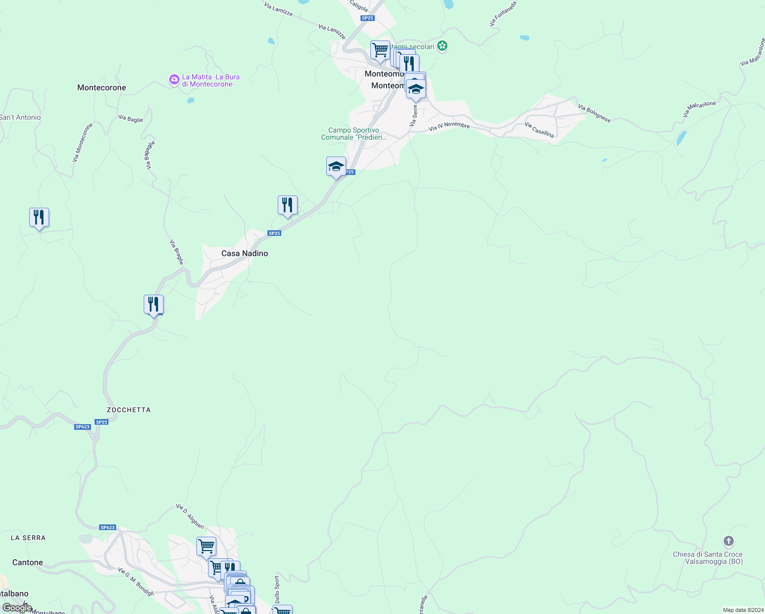 map of restaurants, bars, coffee shops, grocery stores, and more near in Province of Modena