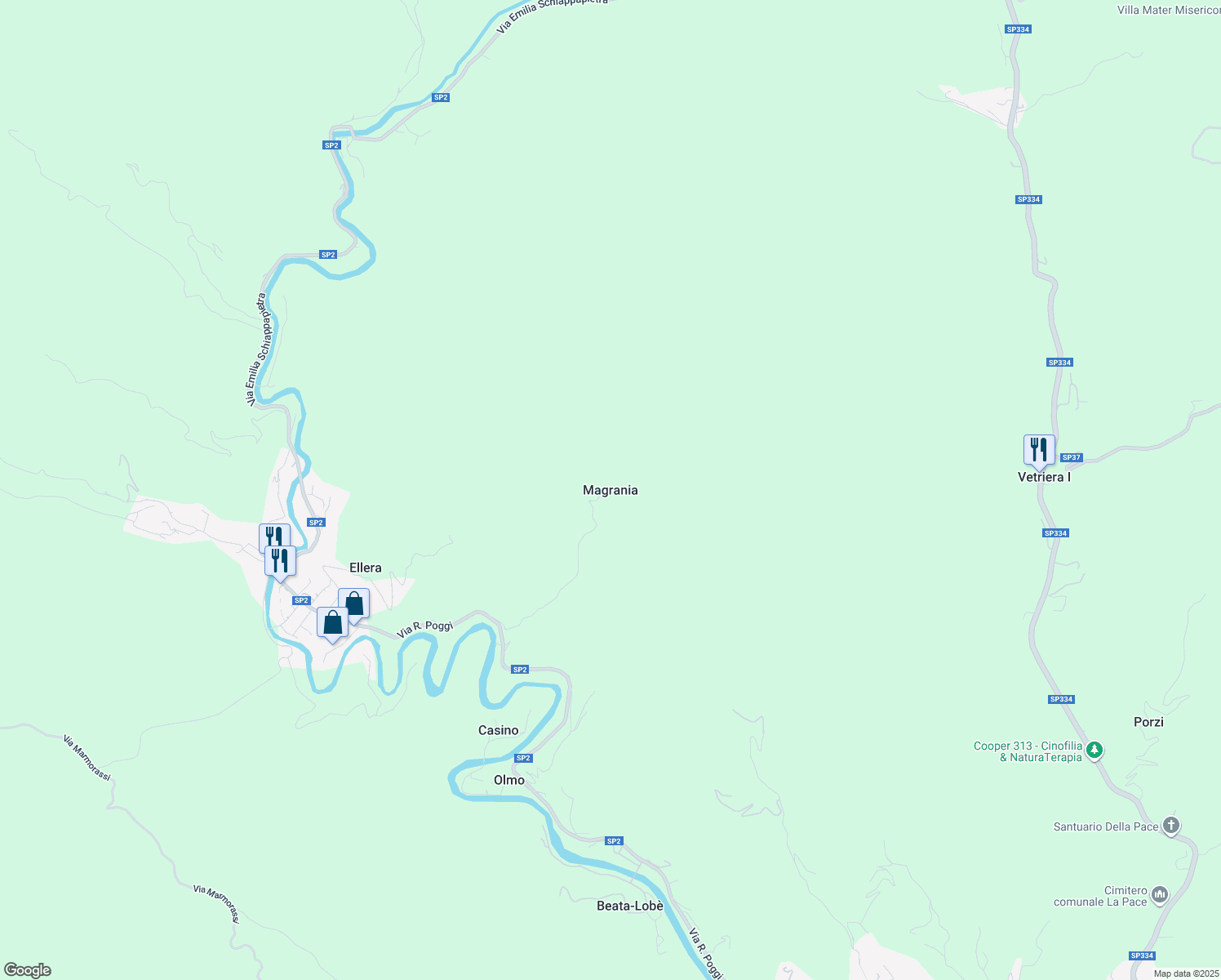 map of restaurants, bars, coffee shops, grocery stores, and more near in Magrania