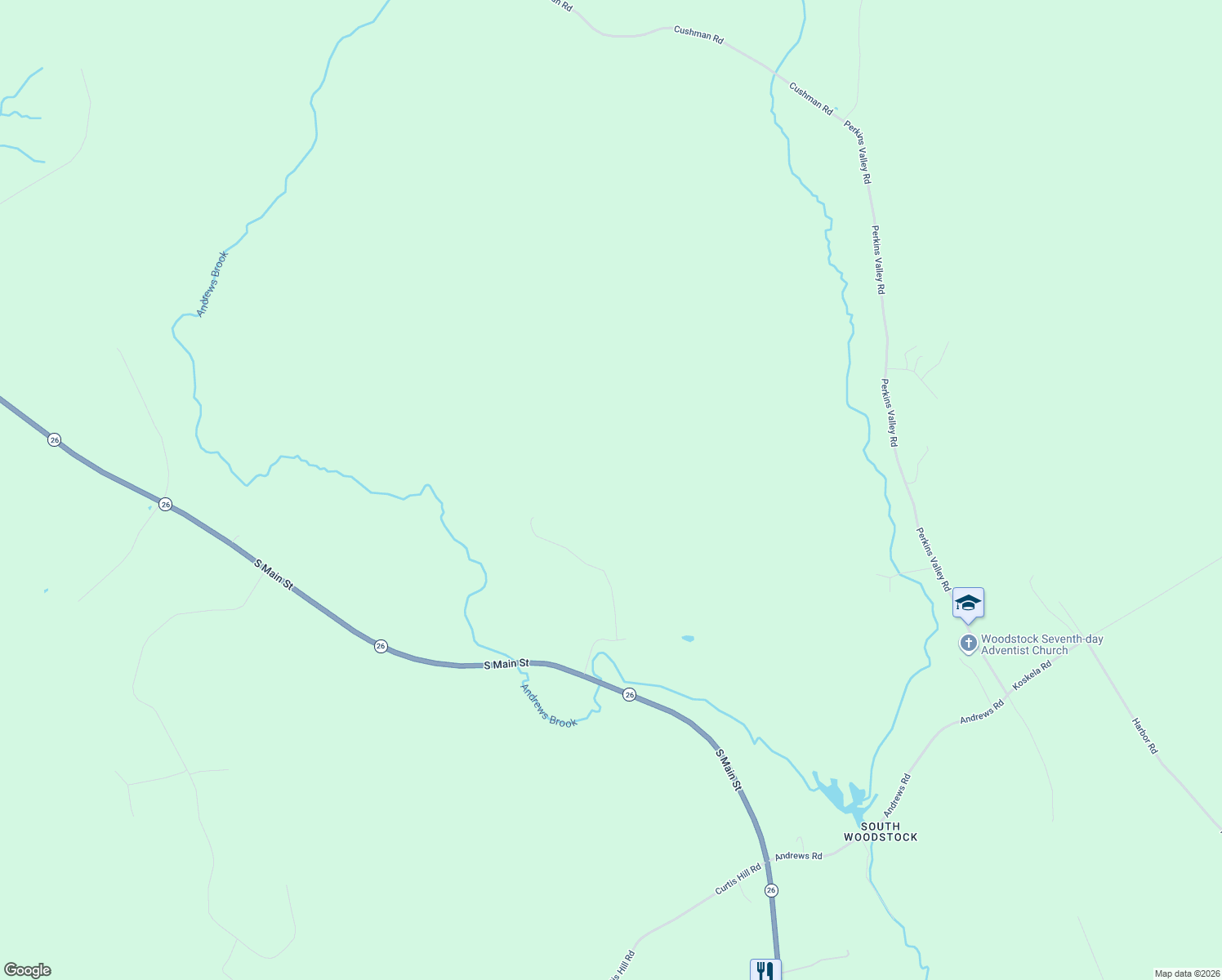 map of restaurants, bars, coffee shops, grocery stores, and more near 46 Road Less Traveled Road in Woodstock