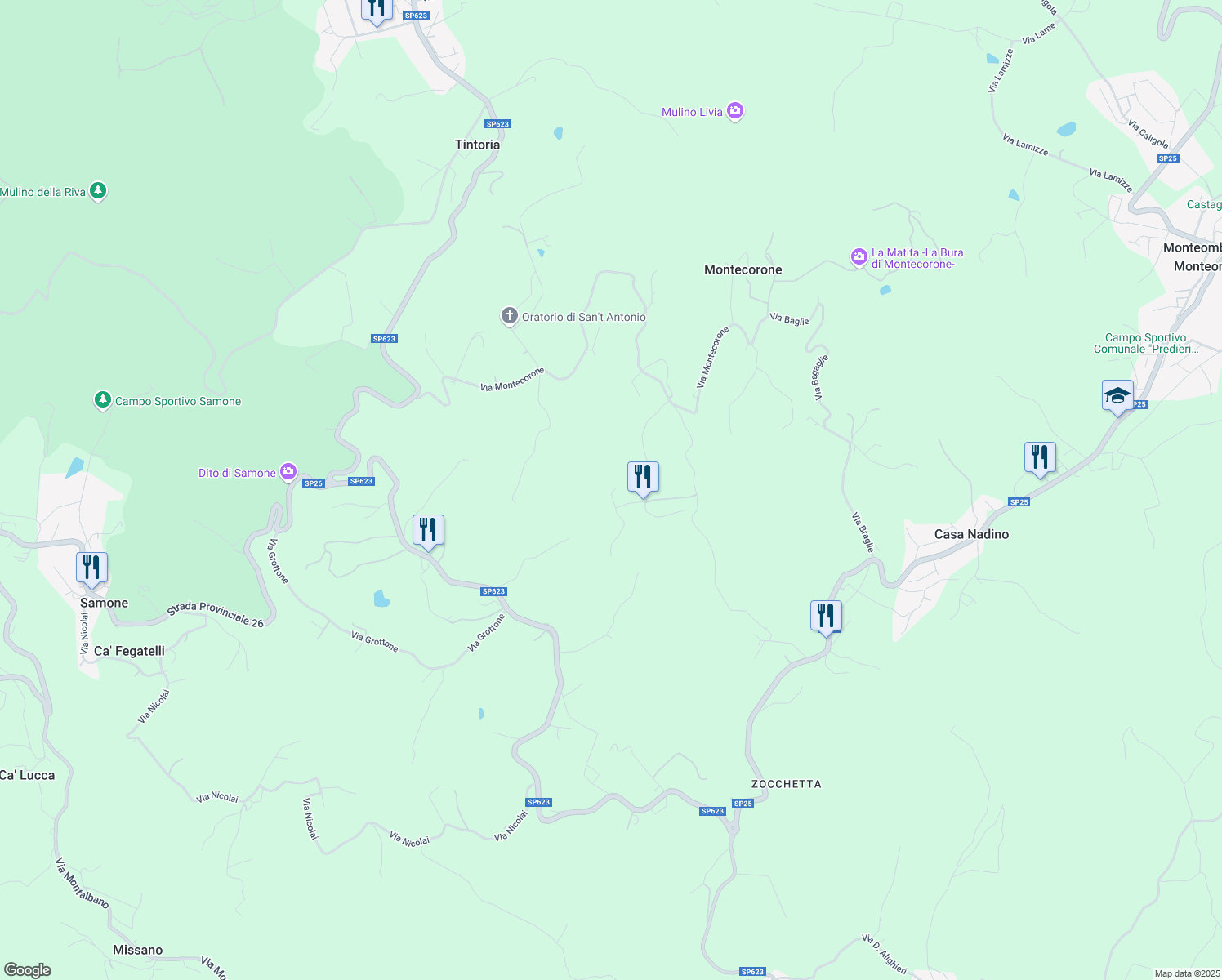 map of restaurants, bars, coffee shops, grocery stores, and more near 803 Via Calizzano in Provincia di Modena