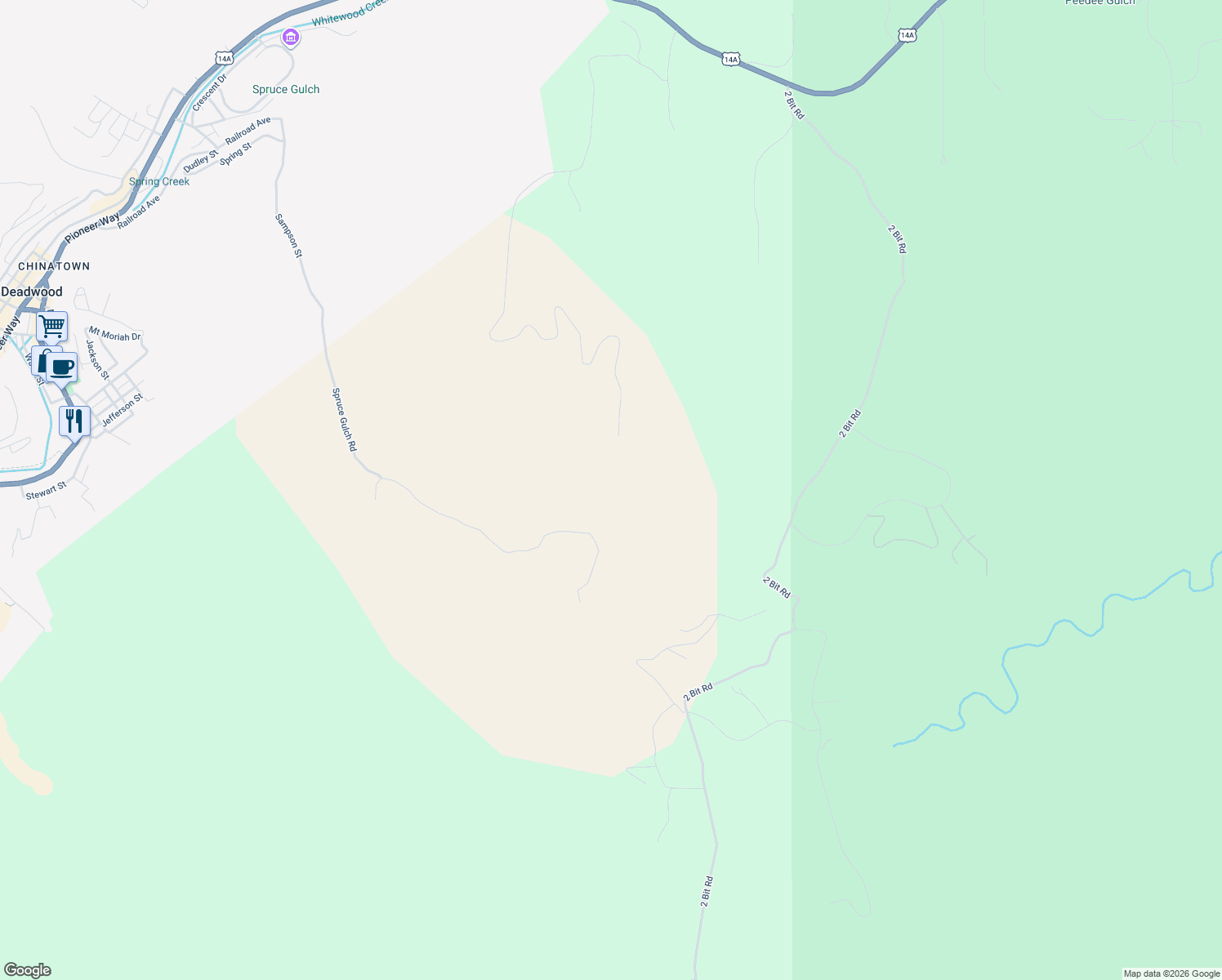 map of restaurants, bars, coffee shops, grocery stores, and more near in Deadwood