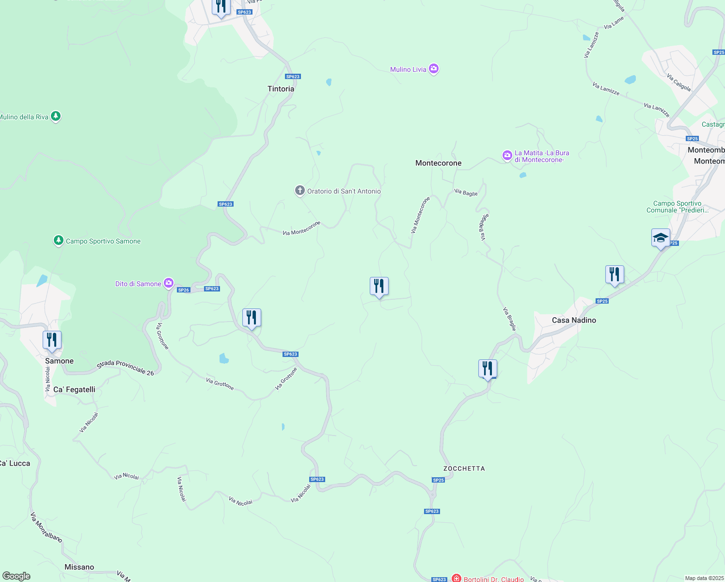 map of restaurants, bars, coffee shops, grocery stores, and more near 803 Via Calizzano in Provincia di Modena