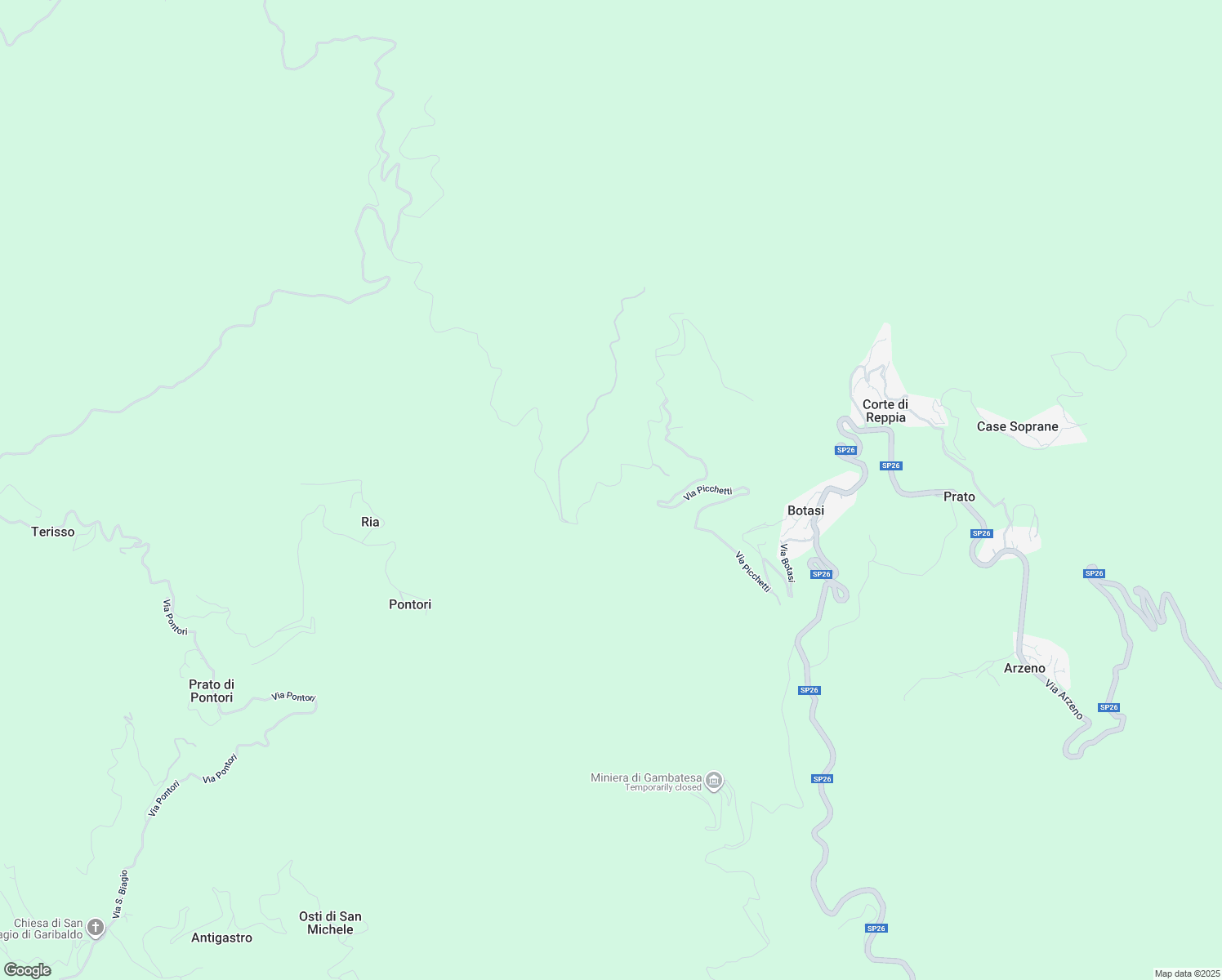map of restaurants, bars, coffee shops, grocery stores, and more near 58 Via Picchetti in Città Metropolitana di Genova