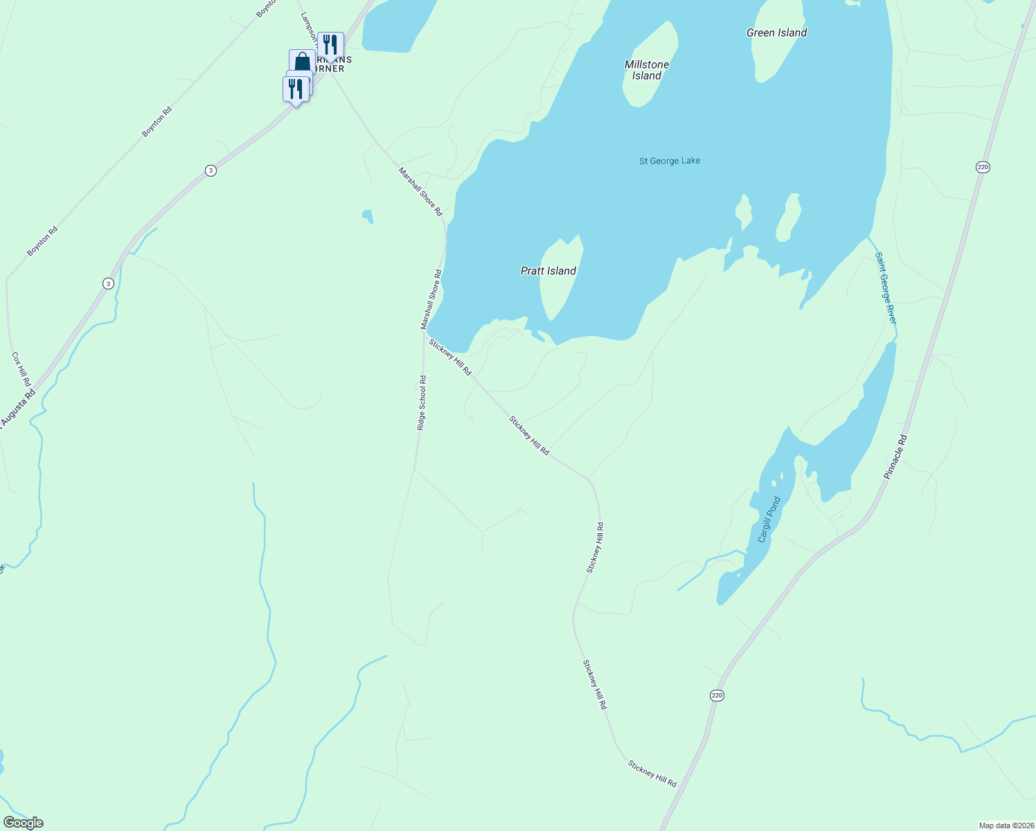 map of restaurants, bars, coffee shops, grocery stores, and more near 280 Stickney Hill Road in Liberty