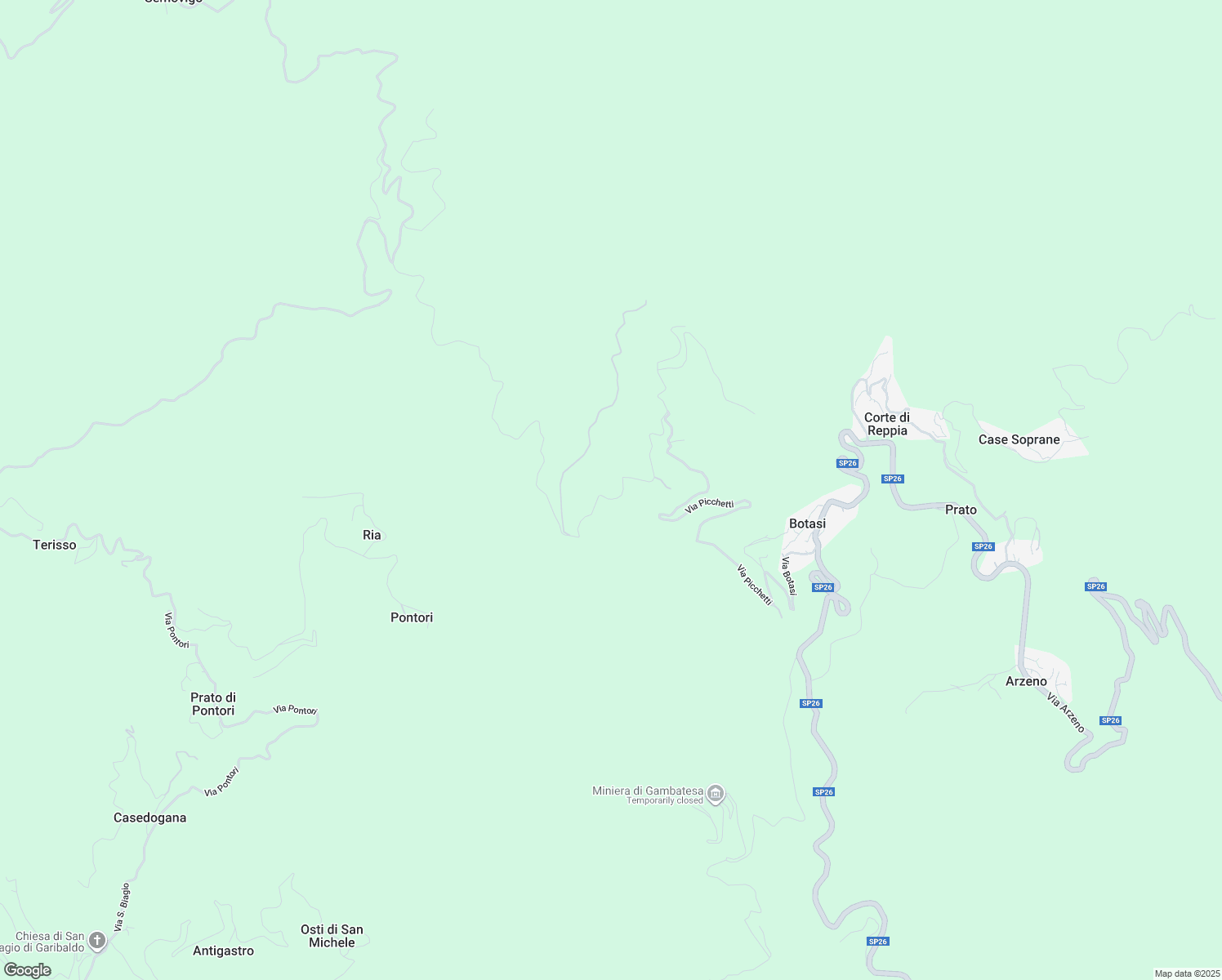 map of restaurants, bars, coffee shops, grocery stores, and more near 58 Via Picchetti in Città Metropolitana di Genova
