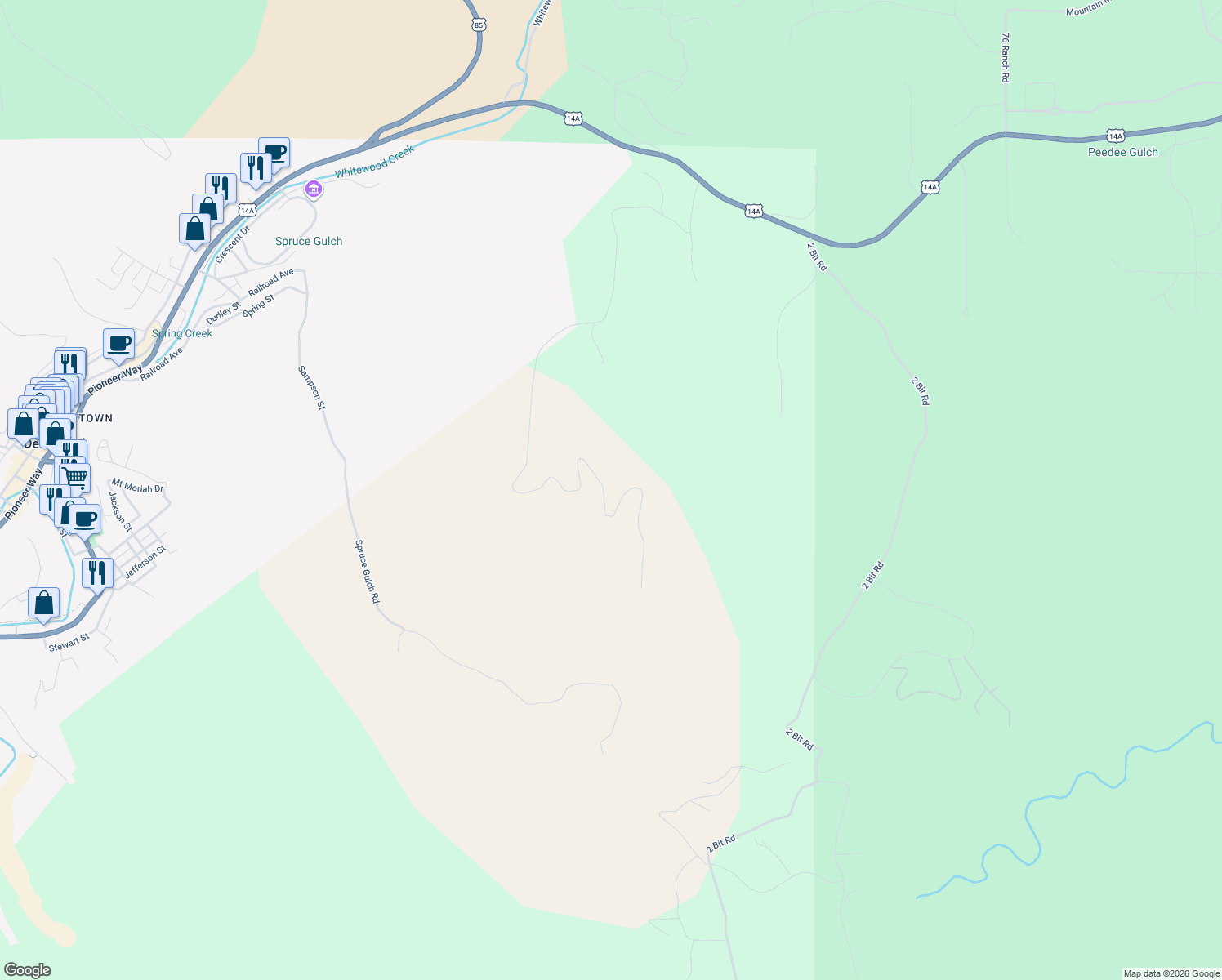 map of restaurants, bars, coffee shops, grocery stores, and more near 20892 Majestic Heights Road in Sturgis