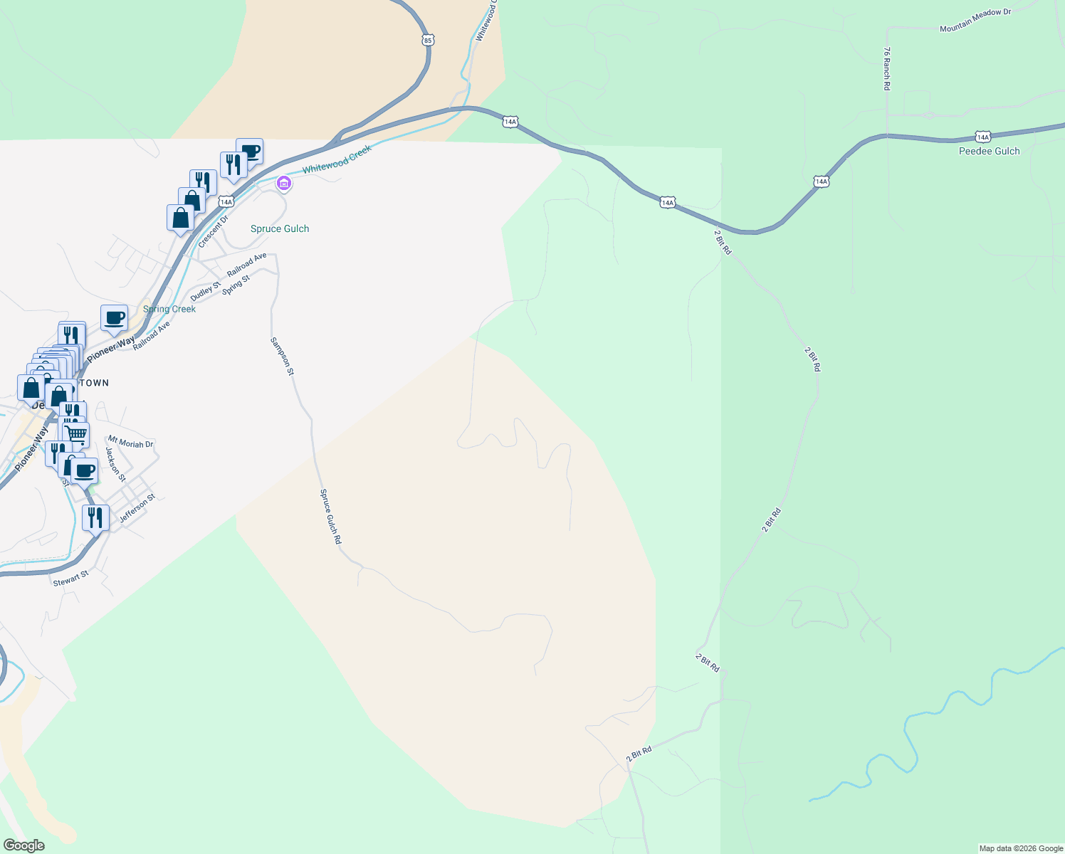 map of restaurants, bars, coffee shops, grocery stores, and more near 20888 Majestic Heights Road in Sturgis