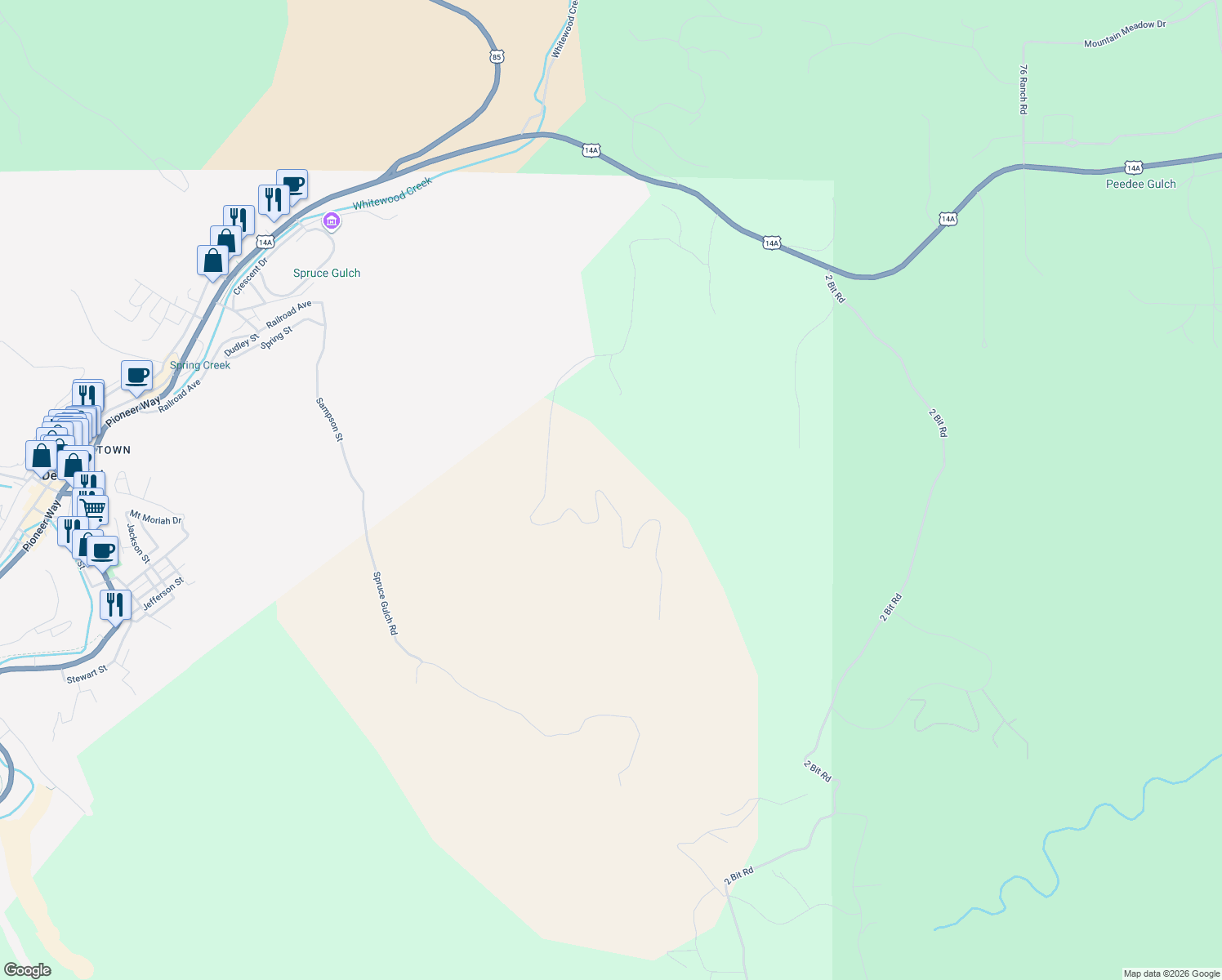 map of restaurants, bars, coffee shops, grocery stores, and more near 20888 Majestic Heights Road in Sturgis