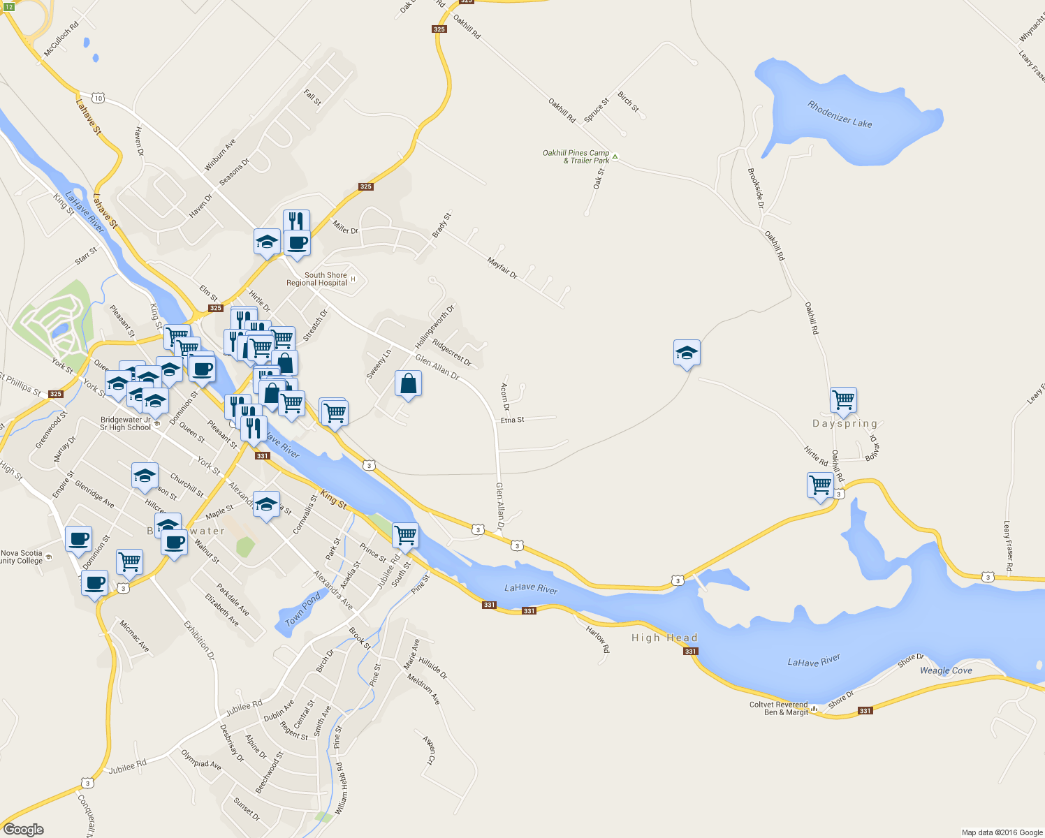 map of restaurants, bars, coffee shops, grocery stores, and more near 94 Etna Street in Bridgewater