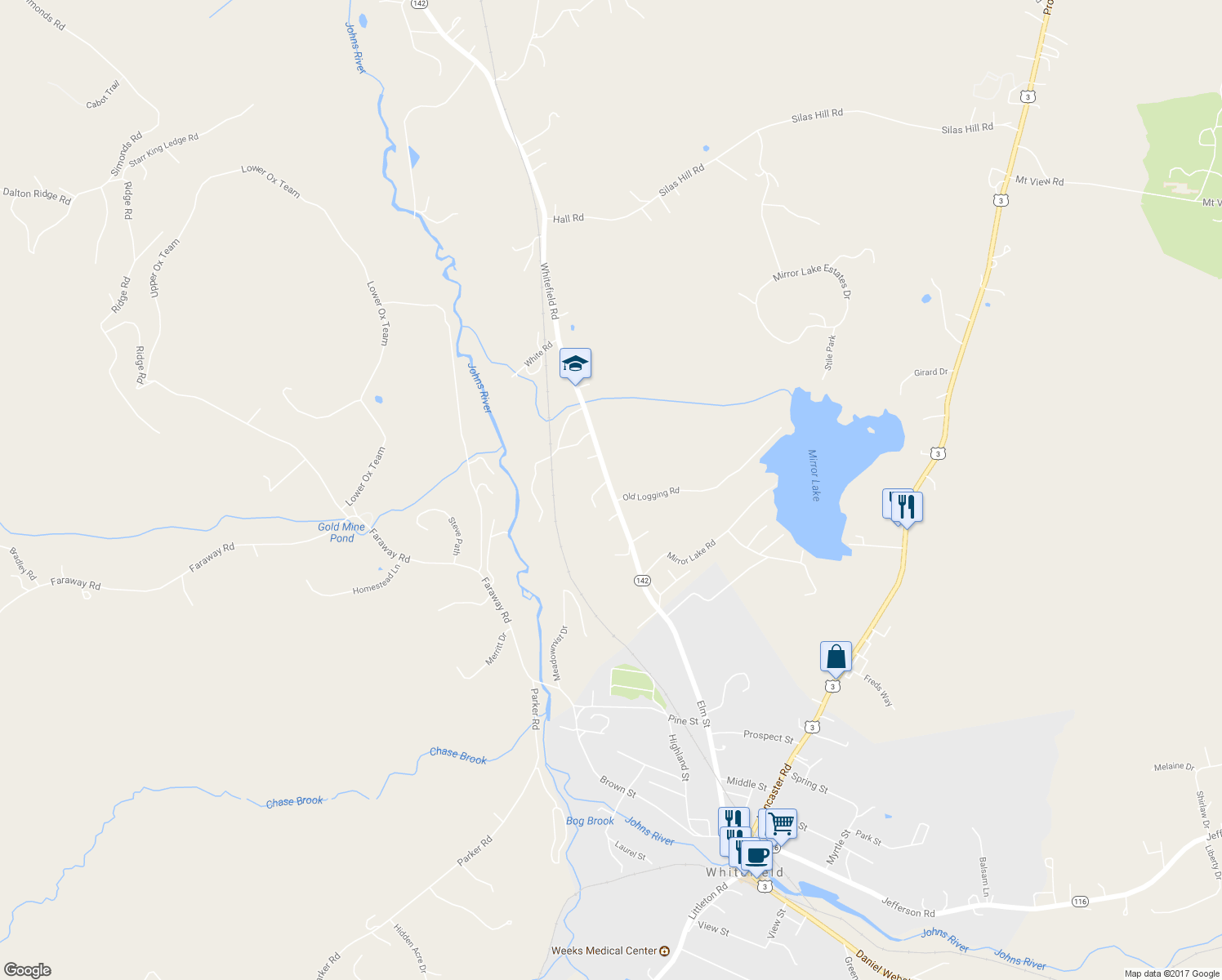 map of restaurants, bars, coffee shops, grocery stores, and more near 1036 Whitefield Road in Dalton