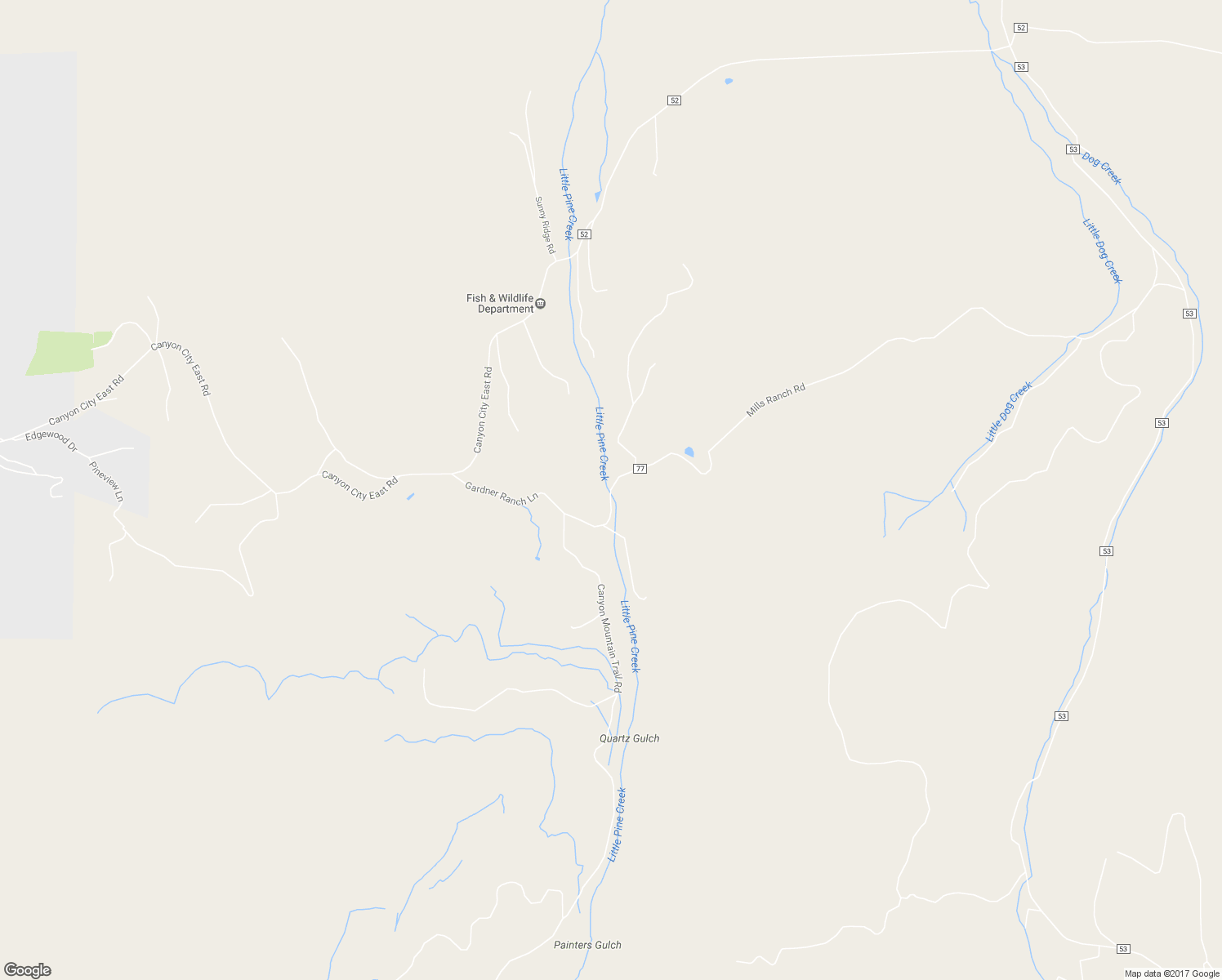 map of restaurants, bars, coffee shops, grocery stores, and more near Gardner Ranch Lane in Canyon City