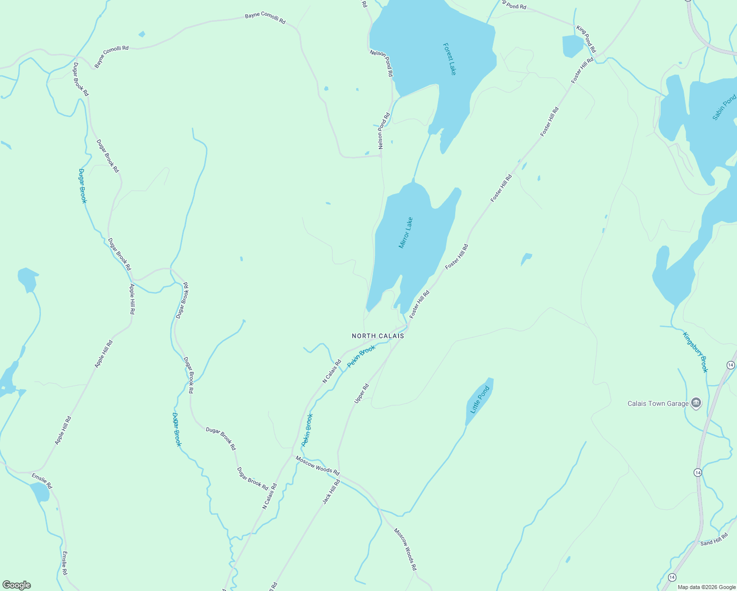 map of restaurants, bars, coffee shops, grocery stores, and more near 222 Nelson Pond Road in Calais