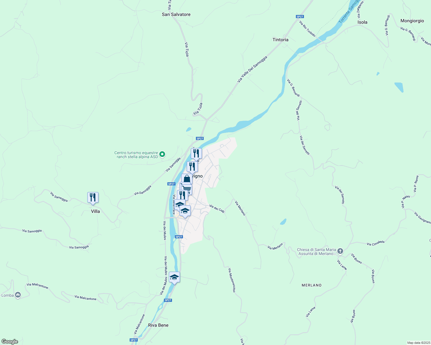 map of restaurants, bars, coffee shops, grocery stores, and more near 12 Via Cà di Ropa in Savigno