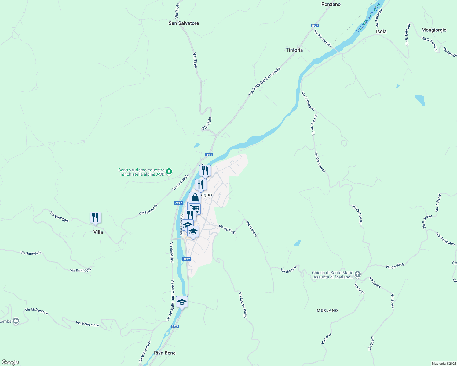 map of restaurants, bars, coffee shops, grocery stores, and more near 12 Via Cà di Ropa in Savigno