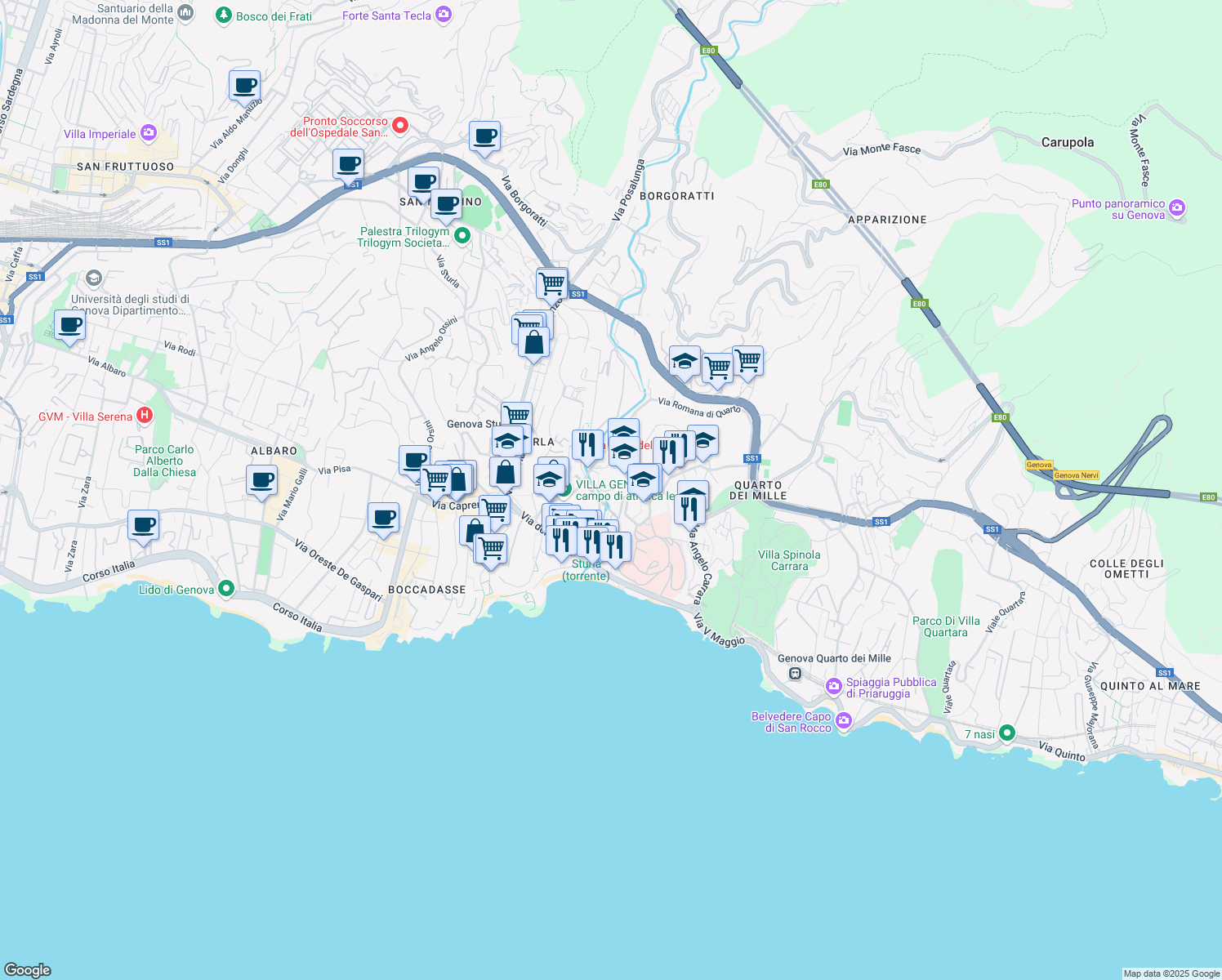 map of restaurants, bars, coffee shops, grocery stores, and more near in 