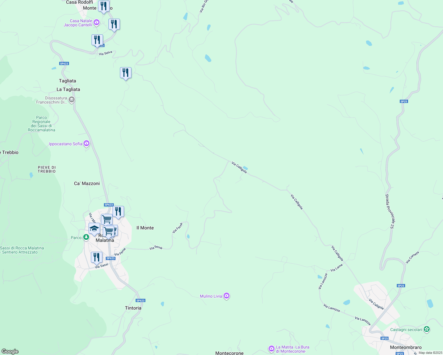 map of restaurants, bars, coffee shops, grocery stores, and more near 2594 Via Fernè in Provincia di Modena