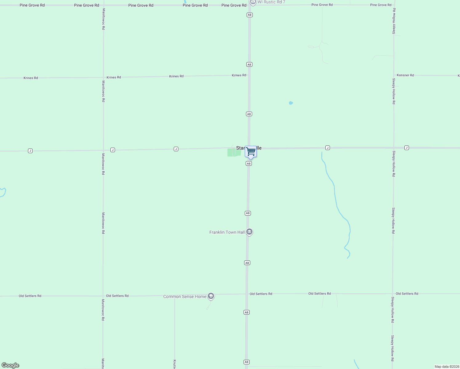 map of restaurants, bars, coffee shops, grocery stores, and more near N2007 County Road Ab in Denmark