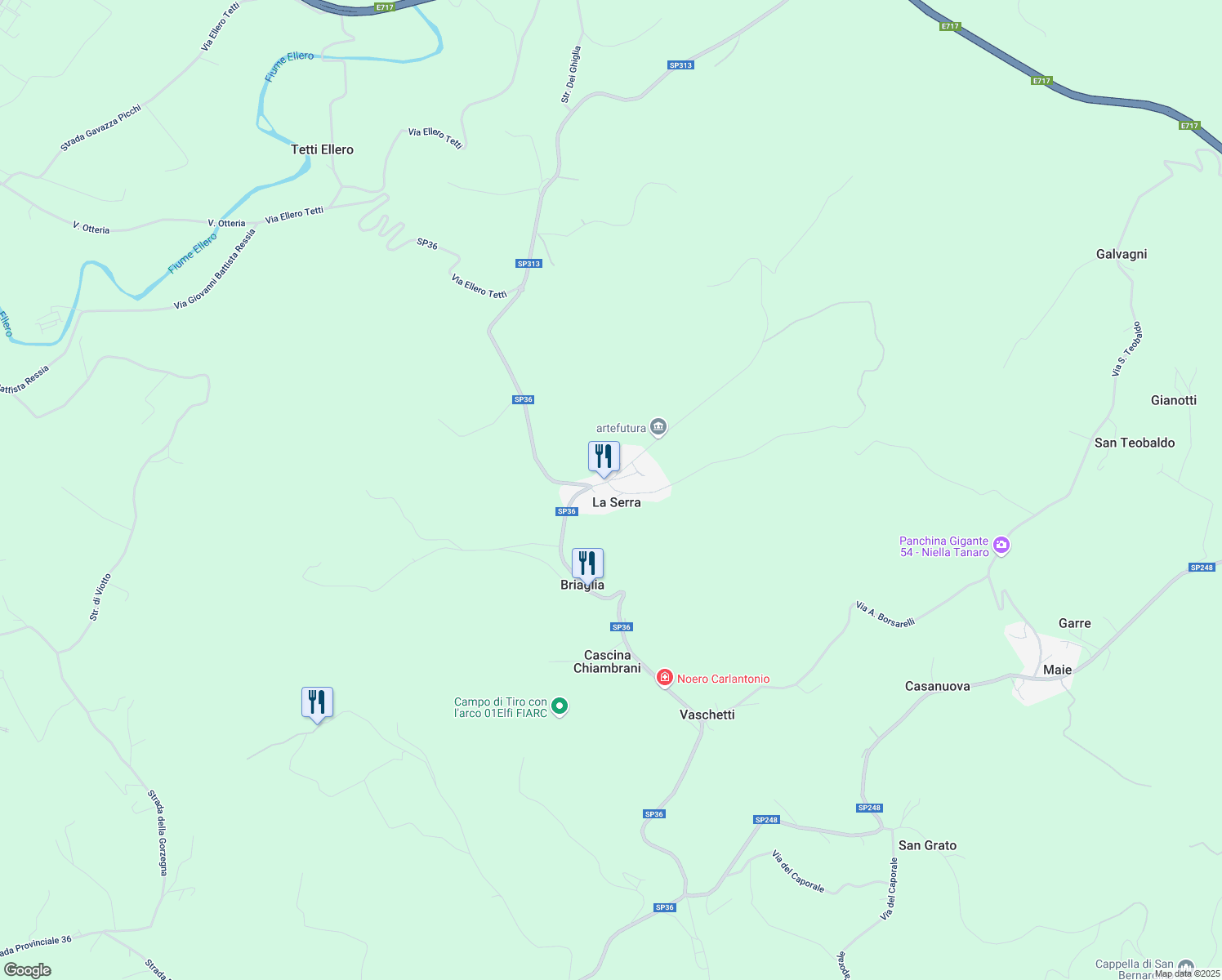 map of restaurants, bars, coffee shops, grocery stores, and more near 2 Via Niella Tanaro in La Serra
