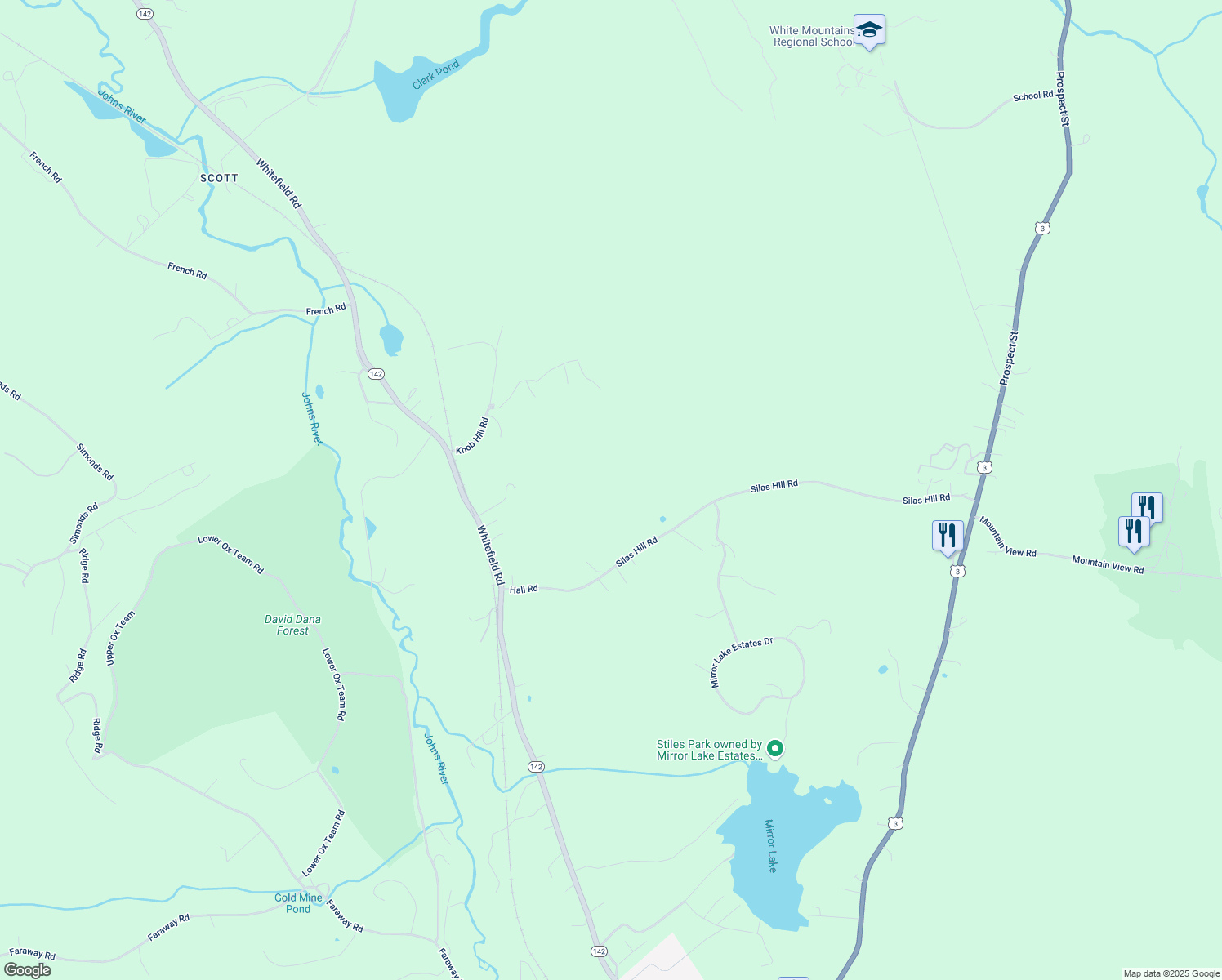 map of restaurants, bars, coffee shops, grocery stores, and more near 107 Hall Road in Whitefield