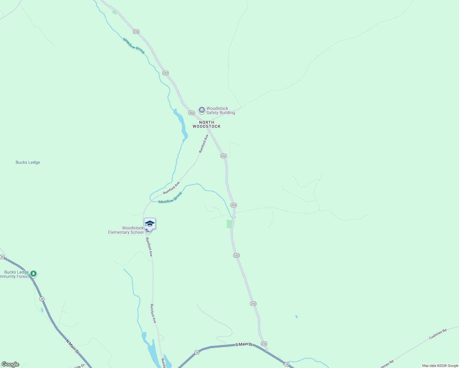 map of restaurants, bars, coffee shops, grocery stores, and more near 260 Maine 232 in Woodstock