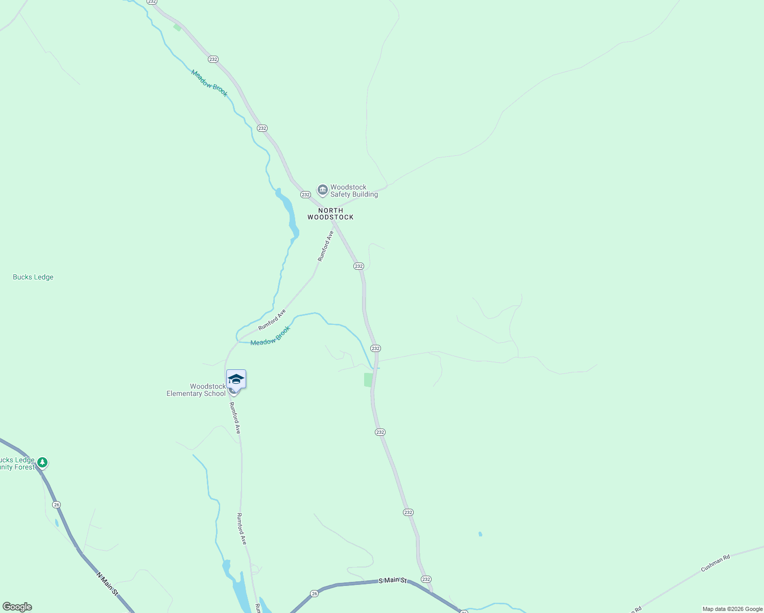 map of restaurants, bars, coffee shops, grocery stores, and more near 260 Maine 232 in Woodstock