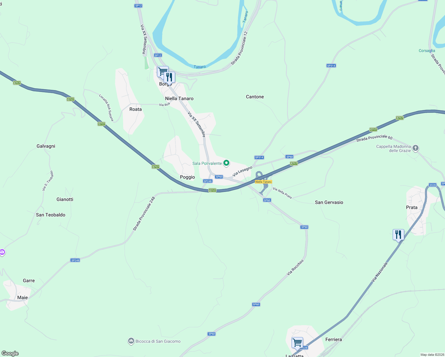 map of restaurants, bars, coffee shops, grocery stores, and more near 287 Via XX Settembre in Borgo
