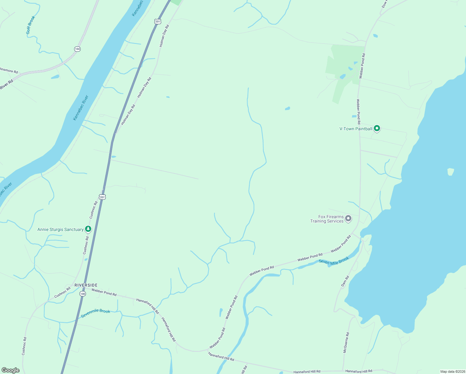 map of restaurants, bars, coffee shops, grocery stores, and more near Lewis Road in Vassalboro